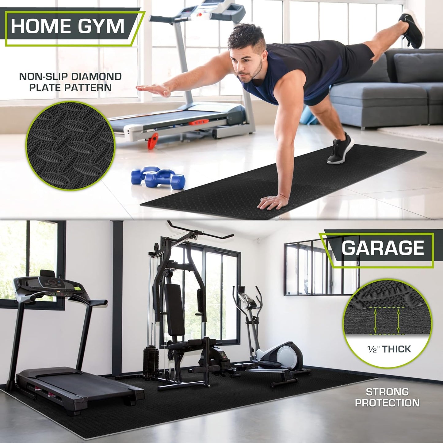 Puzzle-Exercise-Matte, Black - 1/2 Inch - 144 Sq Ft - 36 Tiles