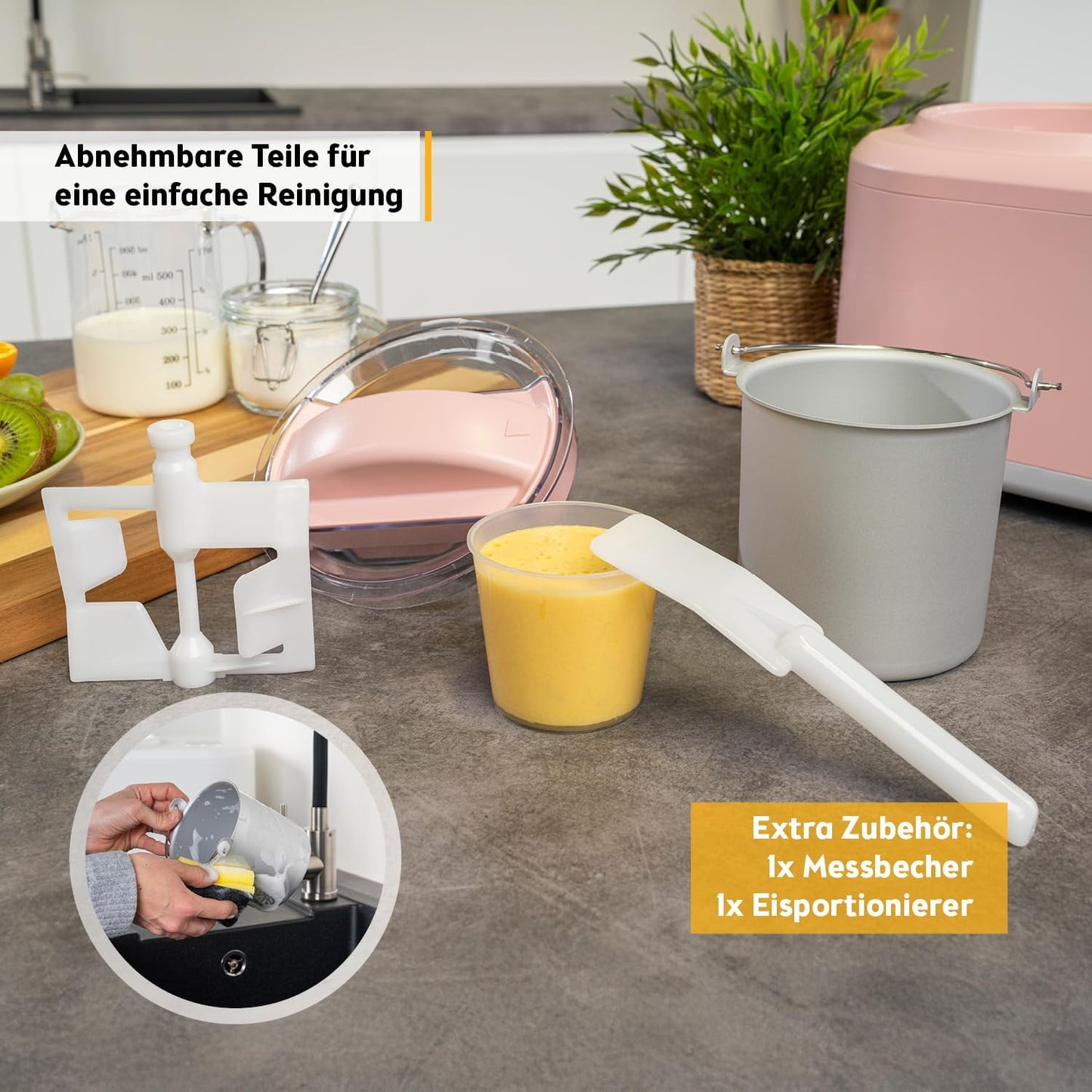 3-in-1 Eismaschine mit Kompressor FA-5105-PI, Rose