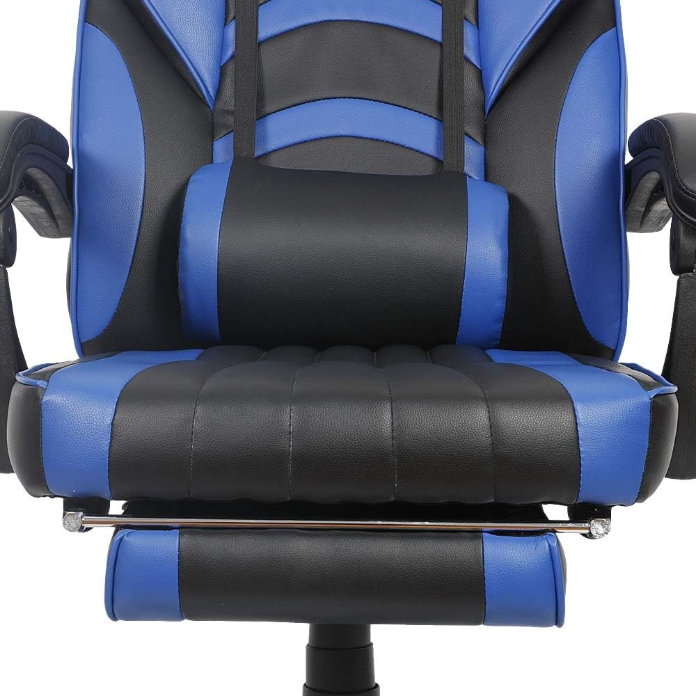 Ergonomischer Gamingstuhl mit Fussstütze, Blau