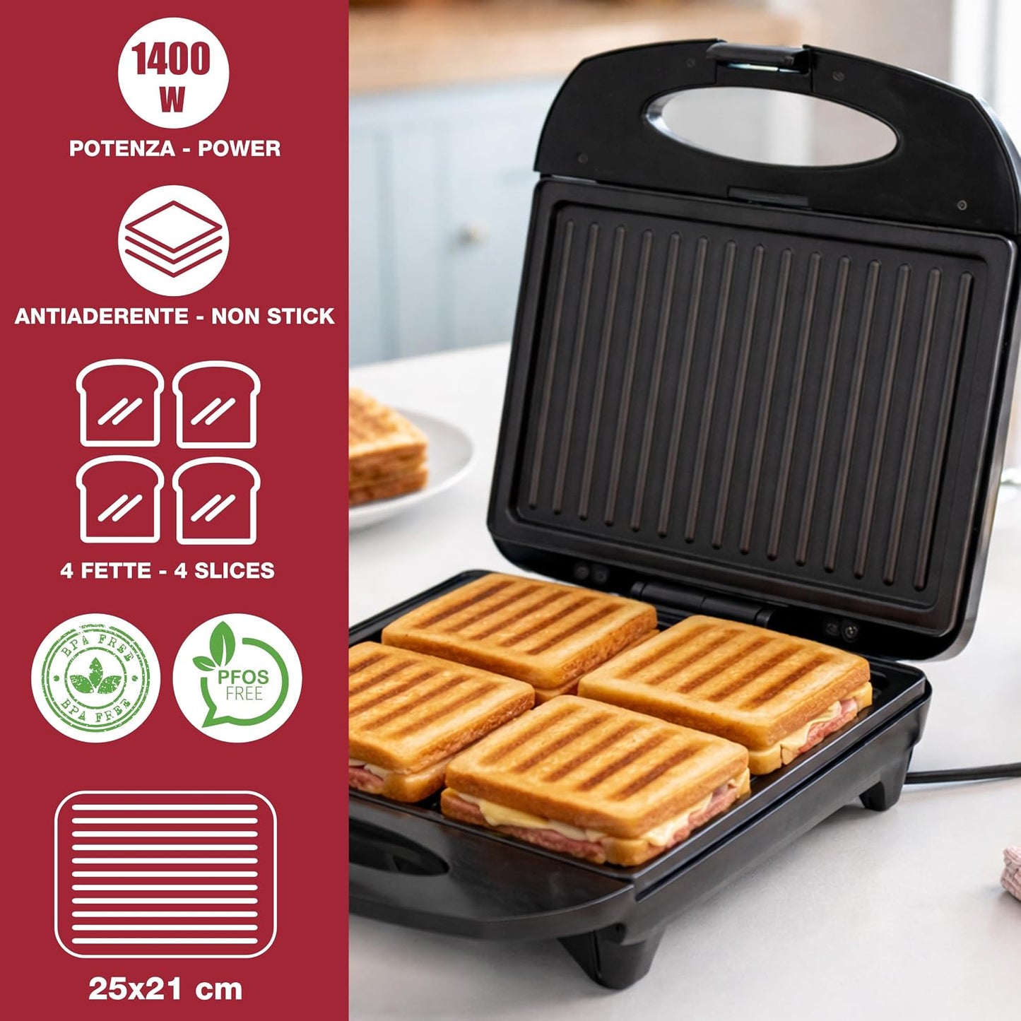 P101TOS040 Family Grill für 4 Scheiben