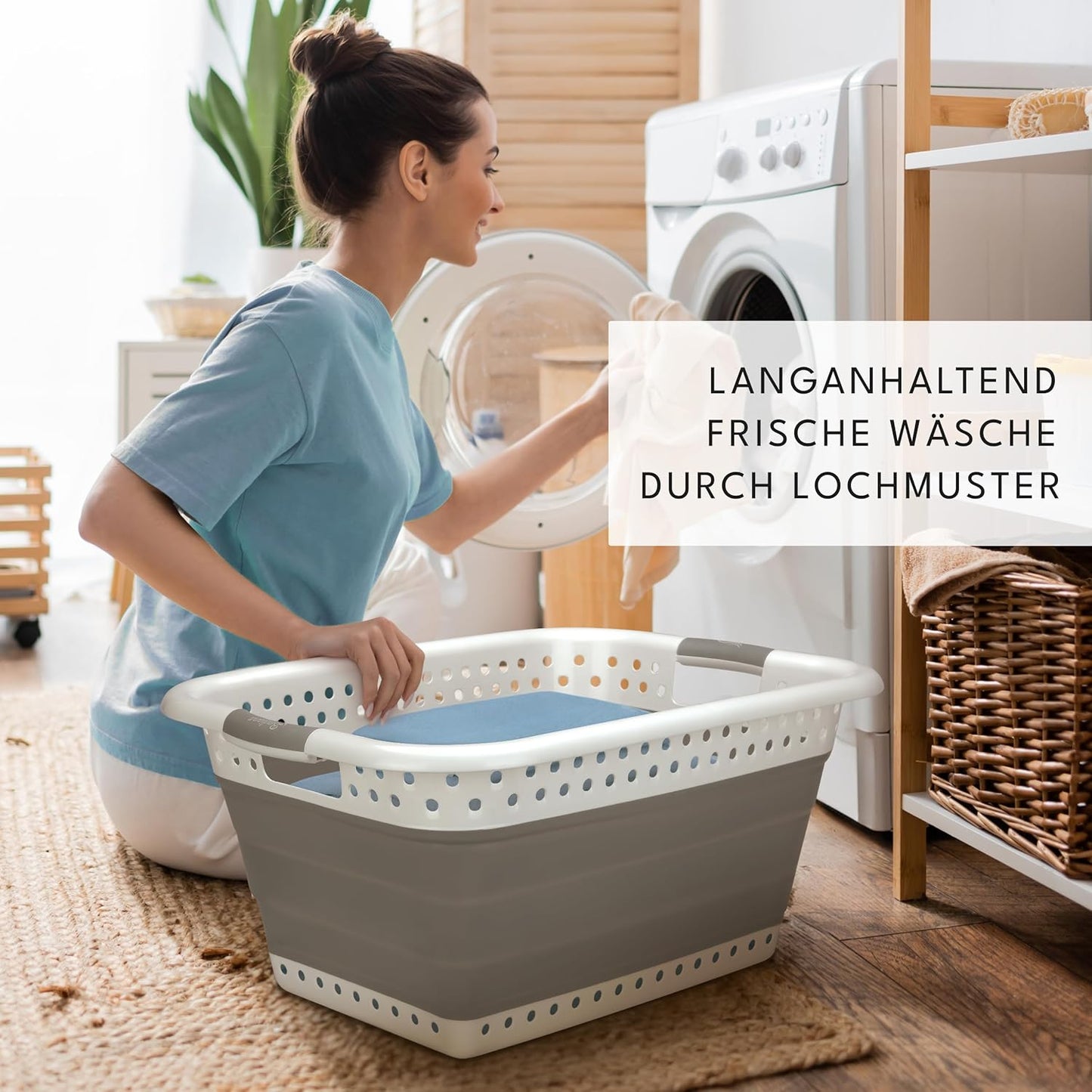 2er-Set Faltbarer Wäschekorb, Grau
