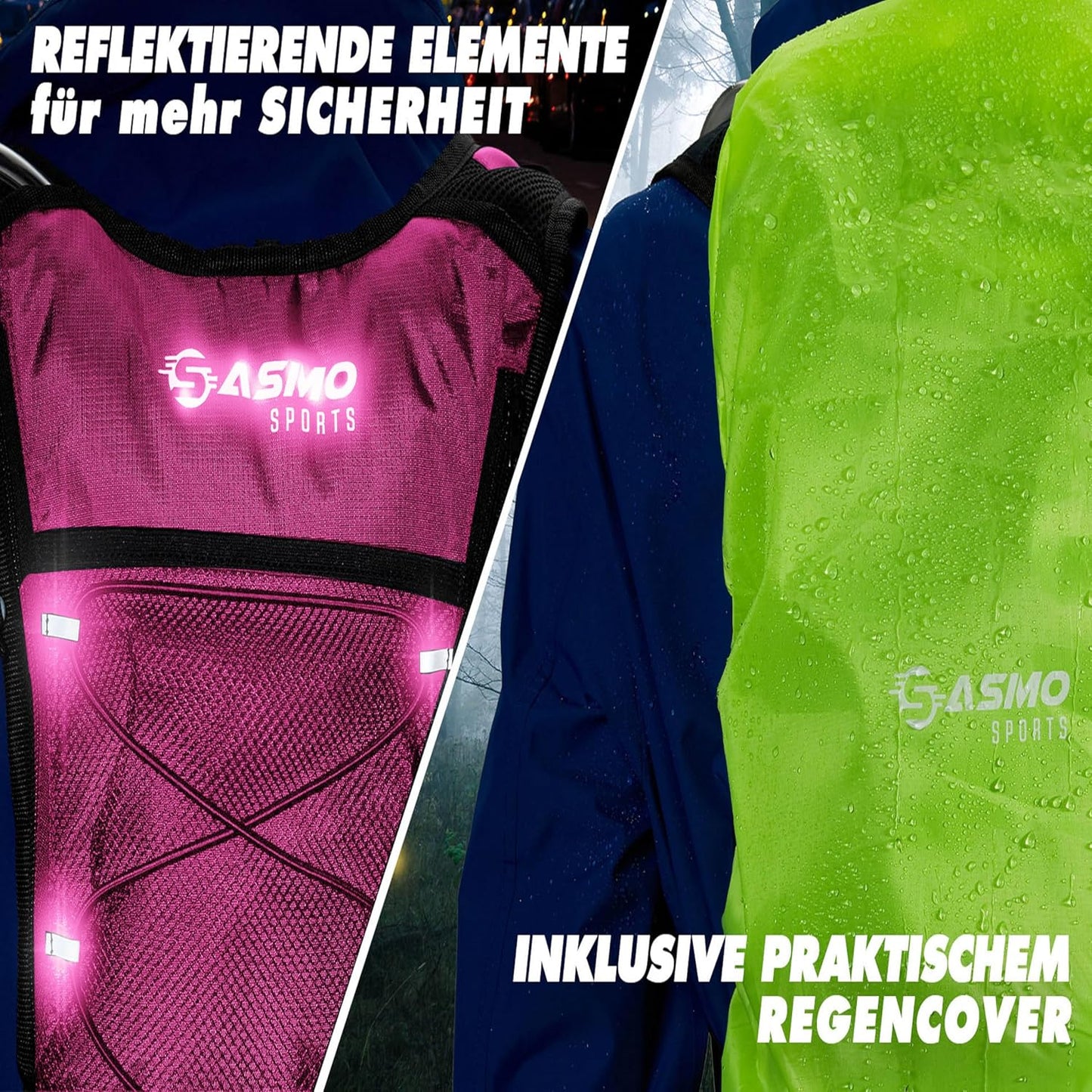 Trinkrucksack mit Thermofach & Trinkblase, Pink - mit Trinkblase