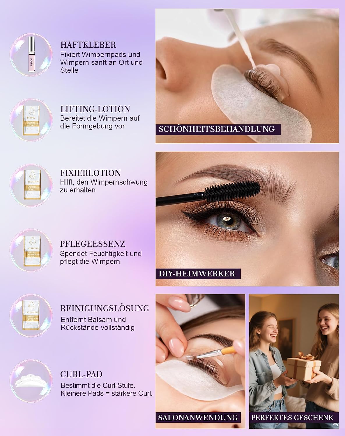 Wimpernlifting Set für Salon- und Heimgebrauch, Unscent