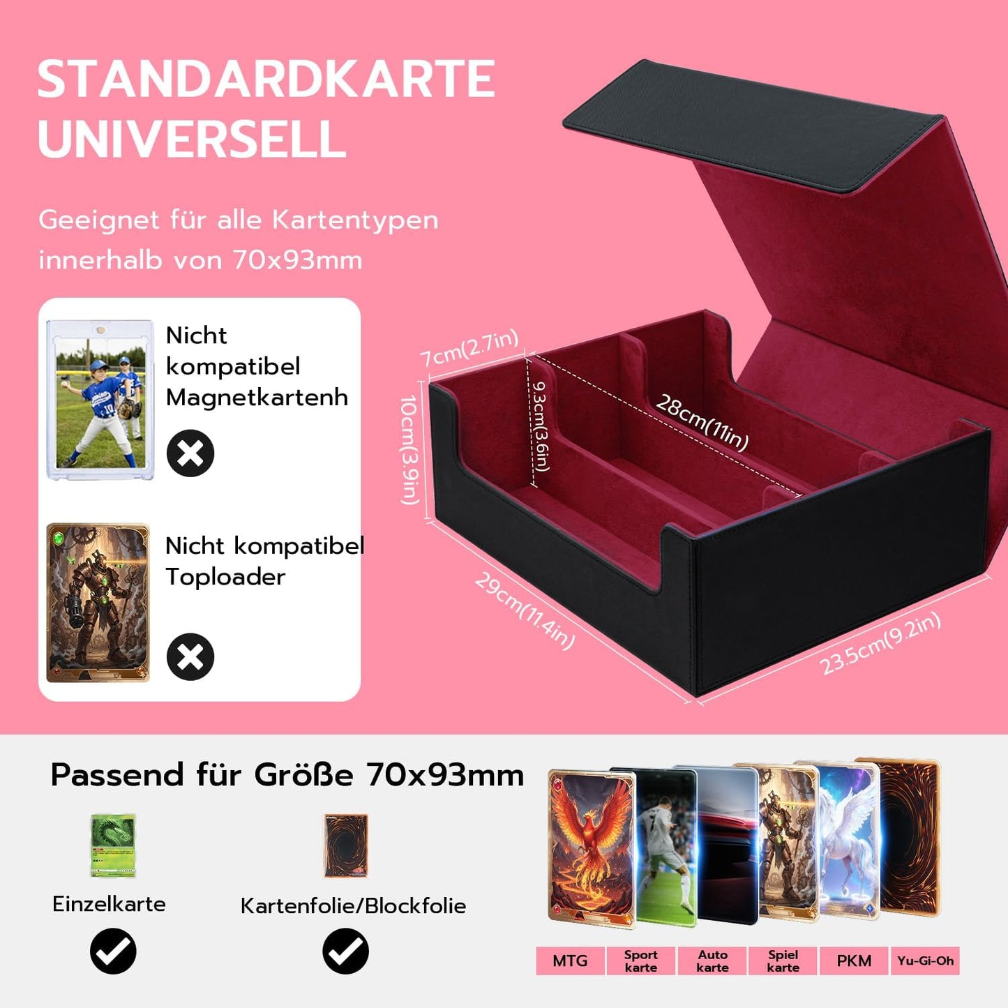 Sammelkarten Aufbewahrungsbox mit Trennwänden, 1800+red