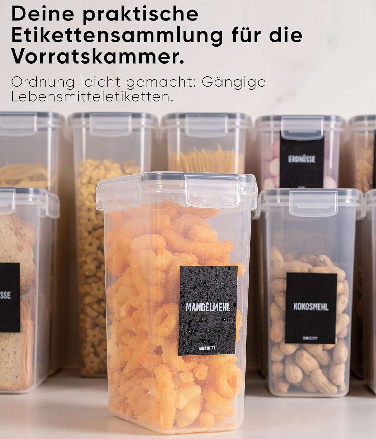 4-teiliges Vorratsdosen-Set, 4 Set Schwarz
