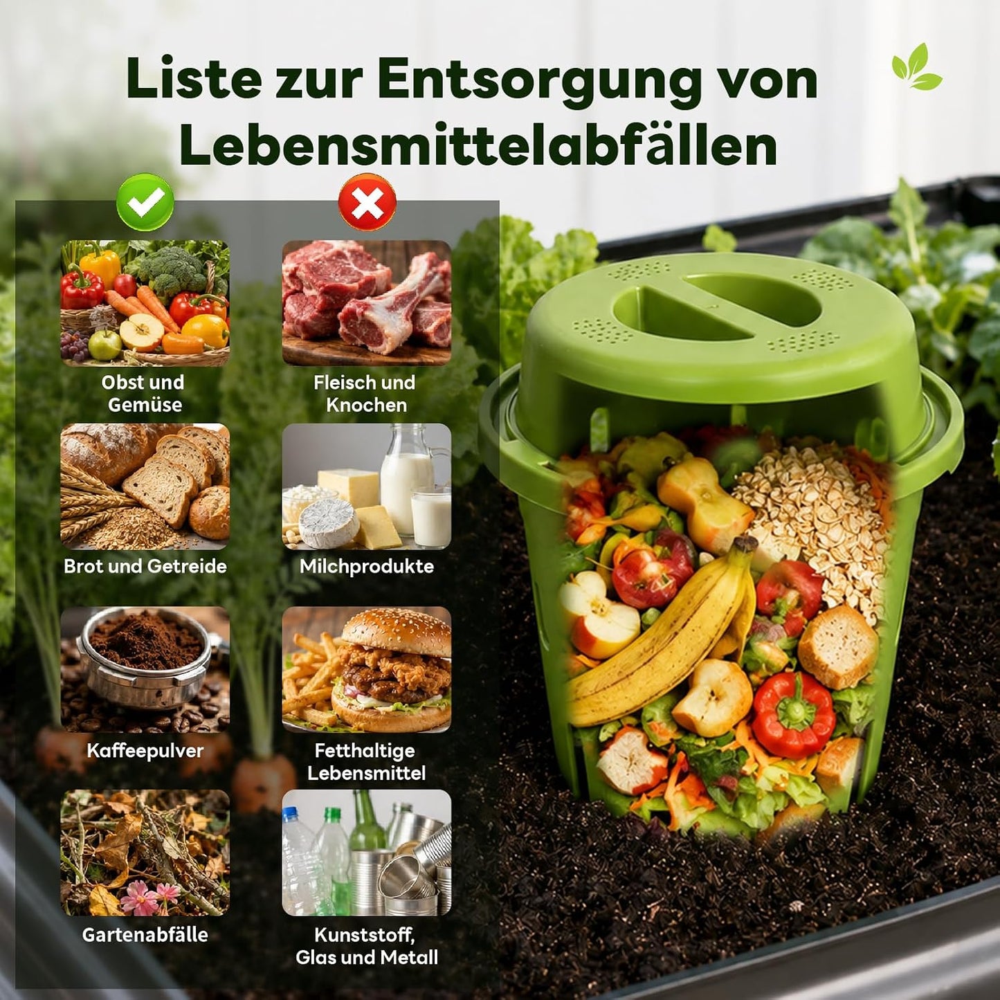 Unterirdische Komposter mit Belüftung, grün klein