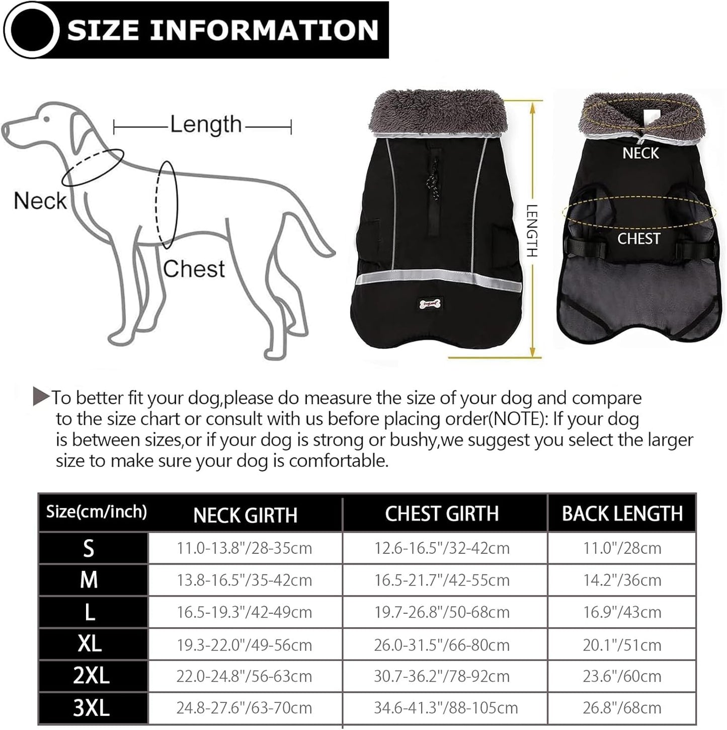 Reflektierende, wasserdichte Hundejacke mit Rollkragen, Schwarz Medium（Pack of 1）