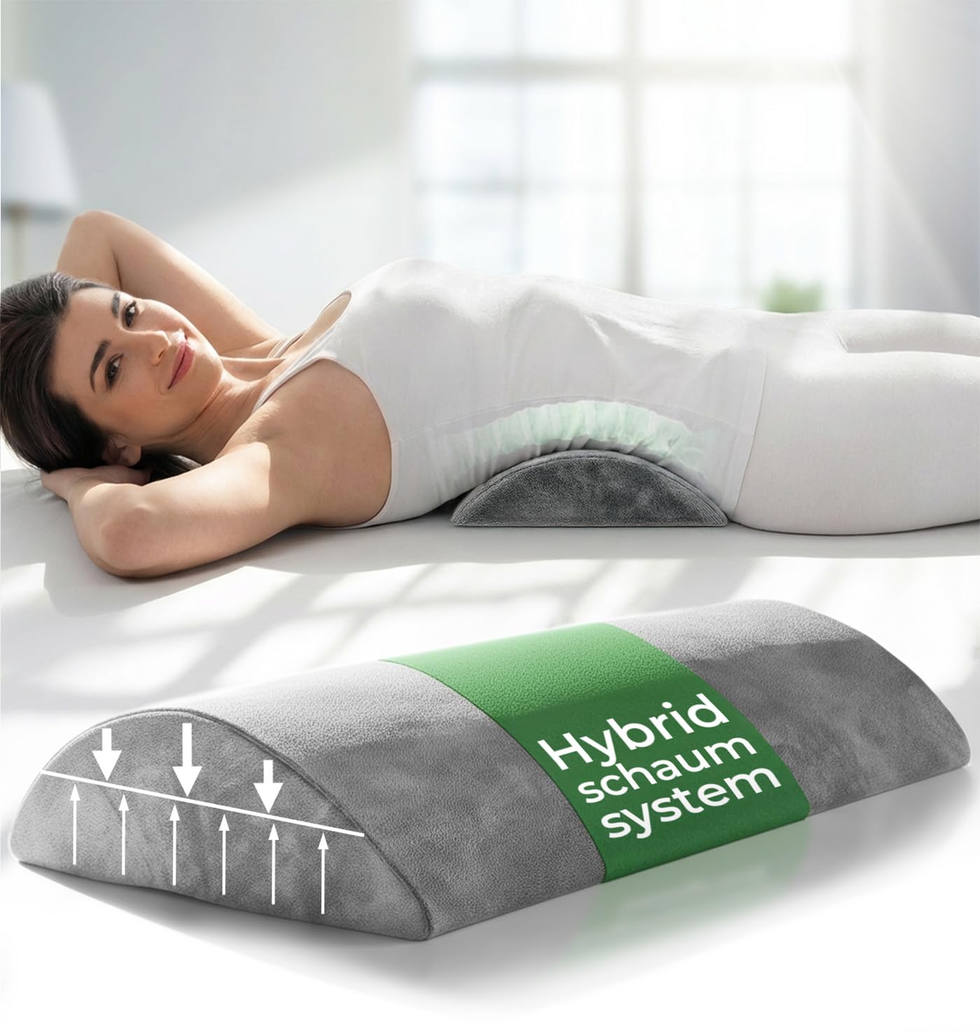 Ergonomisches Lendenkissen zur Rückenstütze, Grau