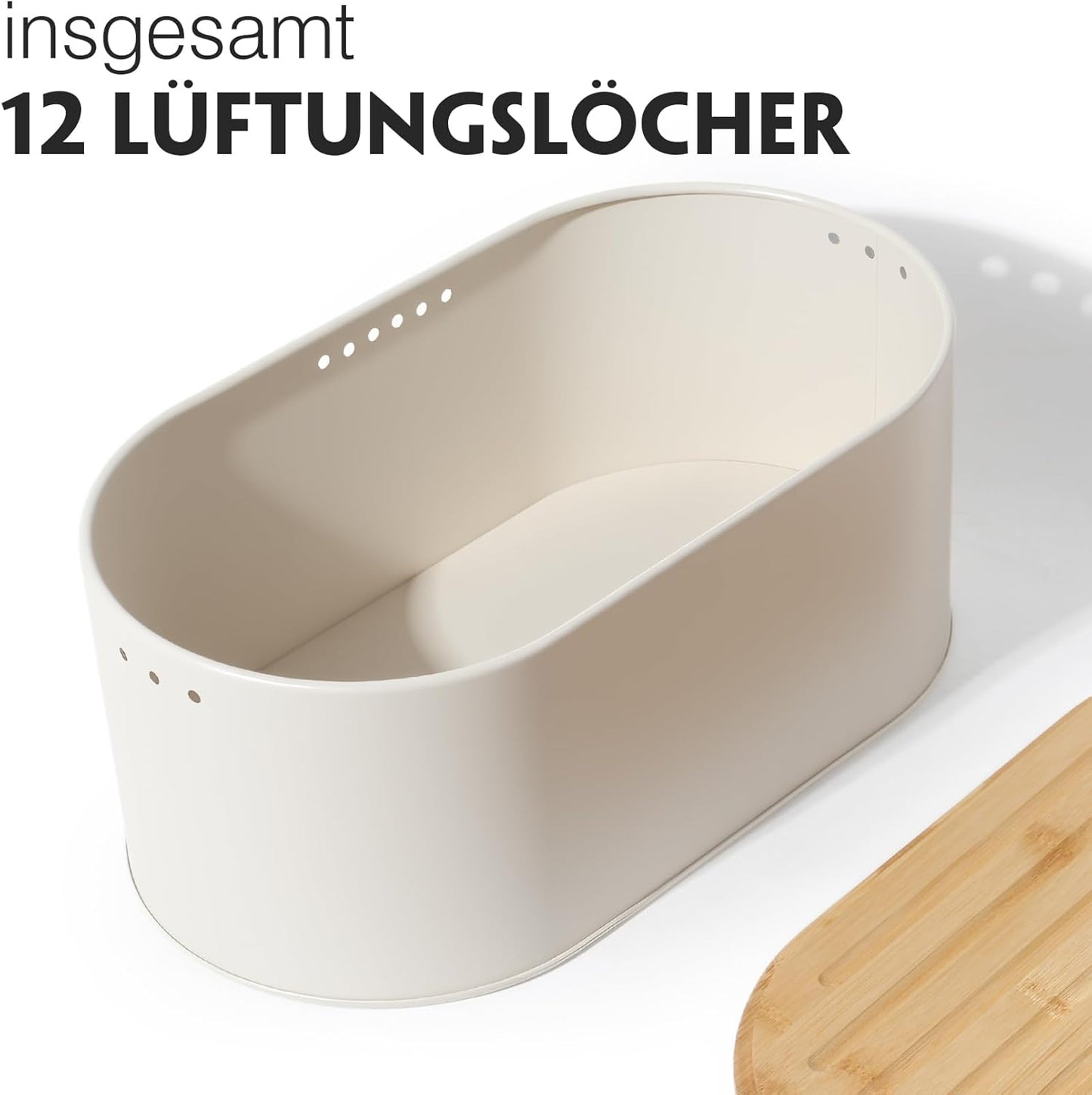 Brotkasten mit Bambusdeckel und Brotbeutel, 8l-beige-35*19,3*15,5cm