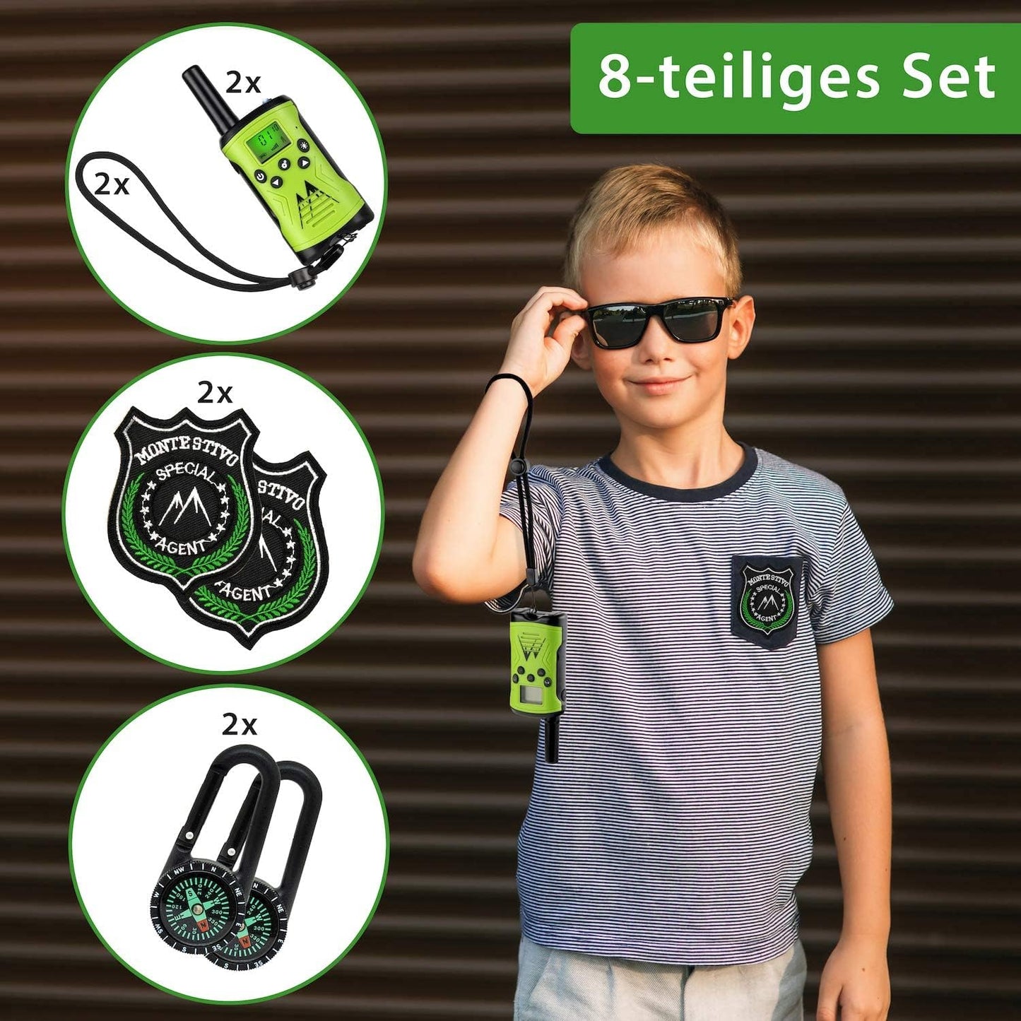 Walkie Talkie Set für Kinder, Grün