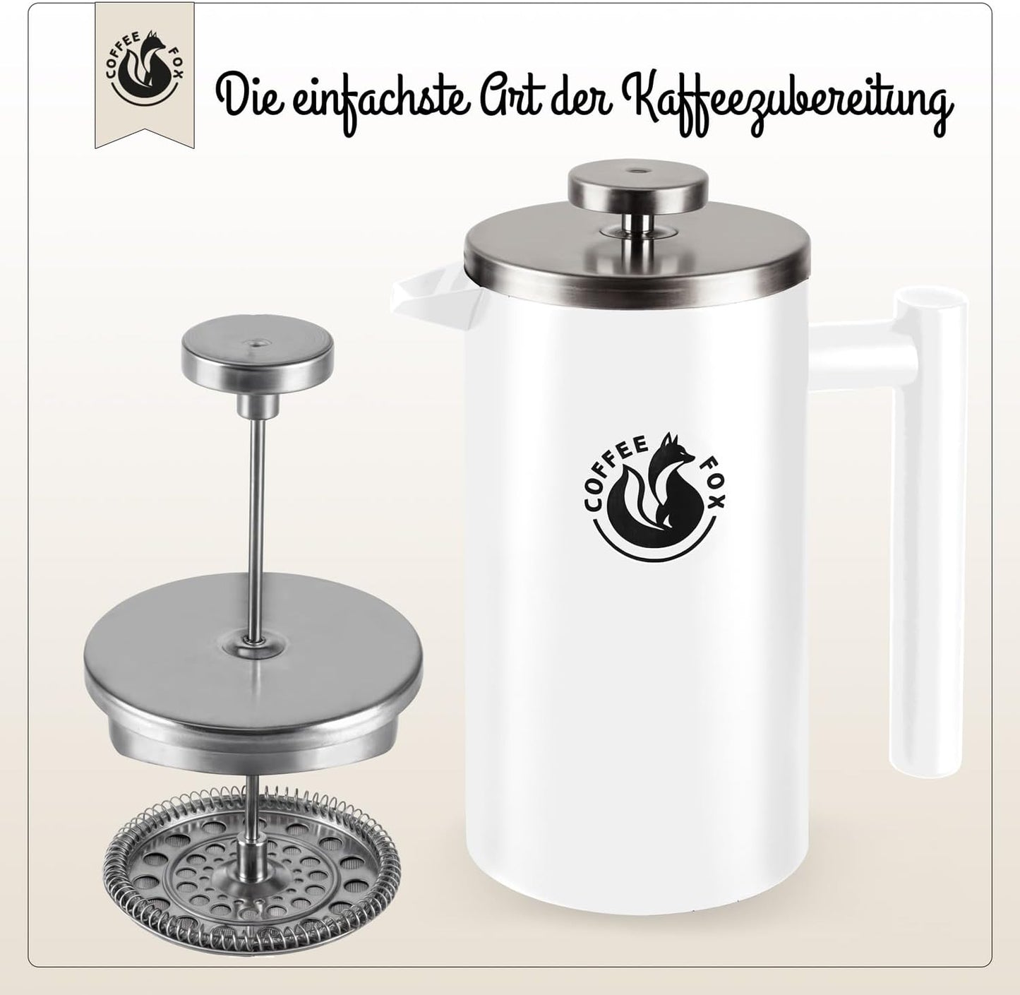 Doppelwandige French Press, 350 ml Weiß