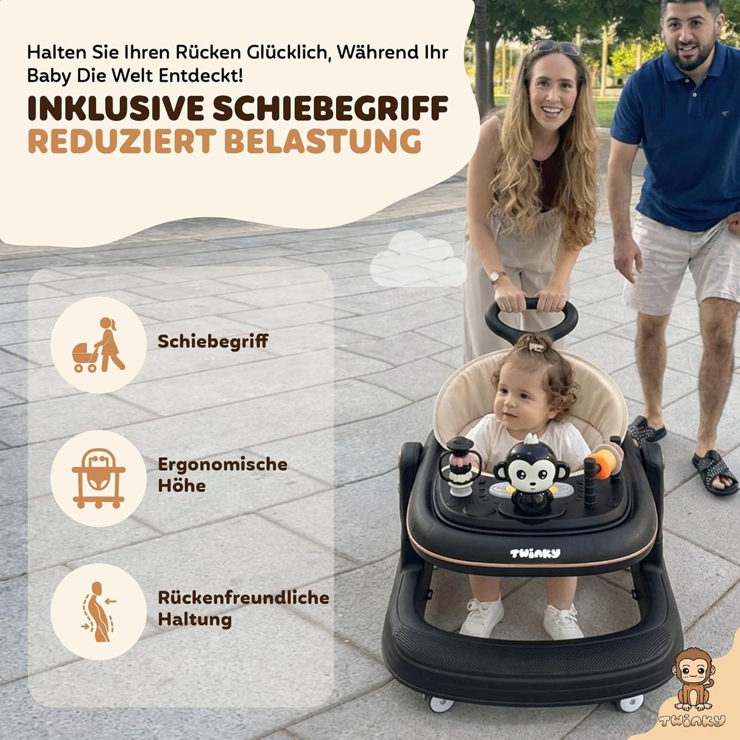 Lauflernhilfe mit Spielset und Bodenmatte, black and gold