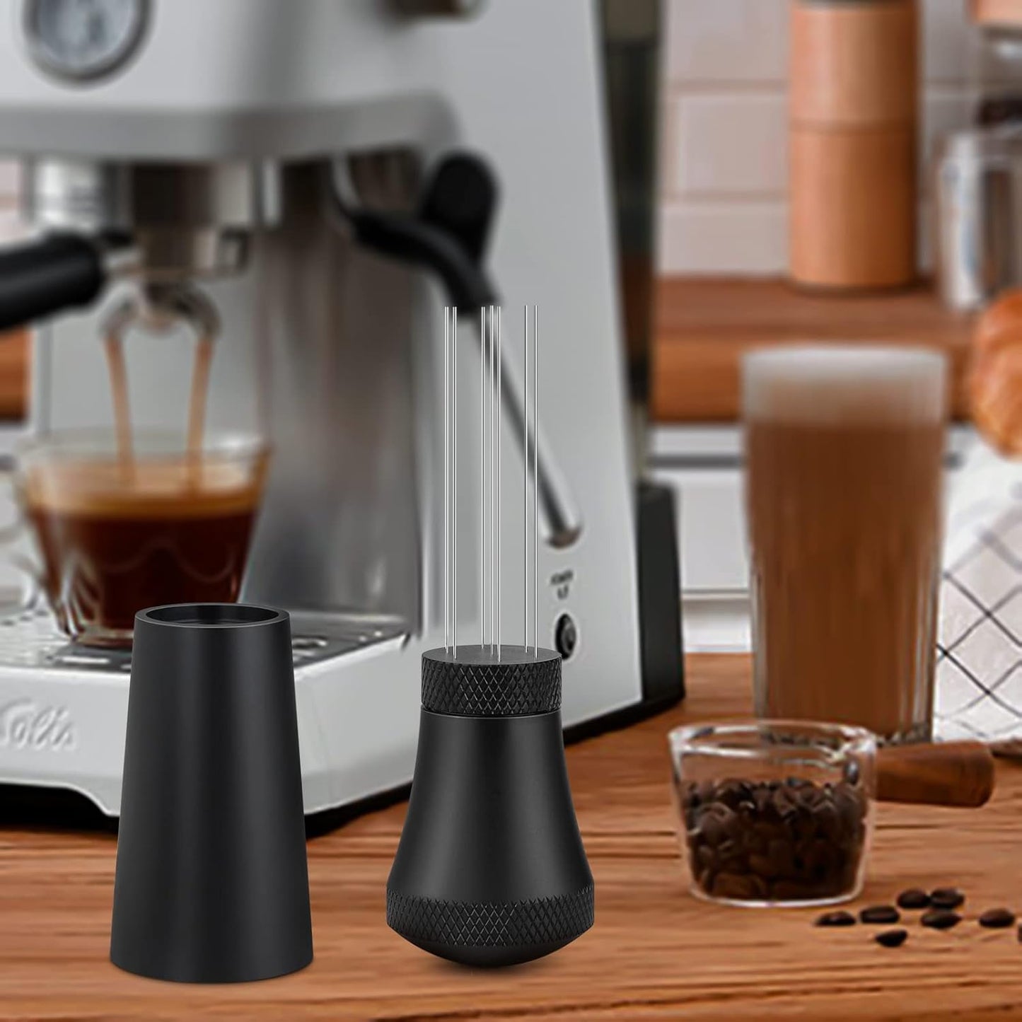 Espresso-Nadel WDT Tool mit 7 feinen Nadeln, Schwarz 1.0
