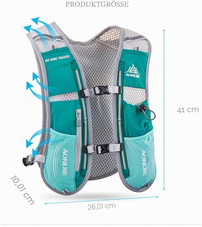 Ultraleichter Trinkrucksack für Marathon, Schwarz mit 500ML Flasche