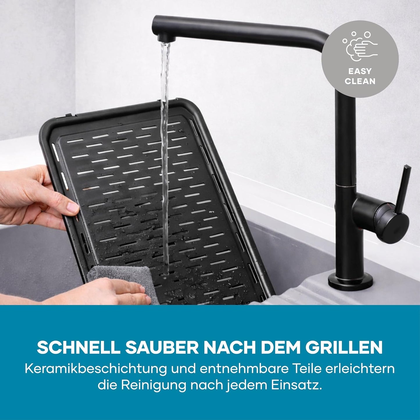 Tischgrill PG 8595, NEU 2026: Aluminium-Grillplatte