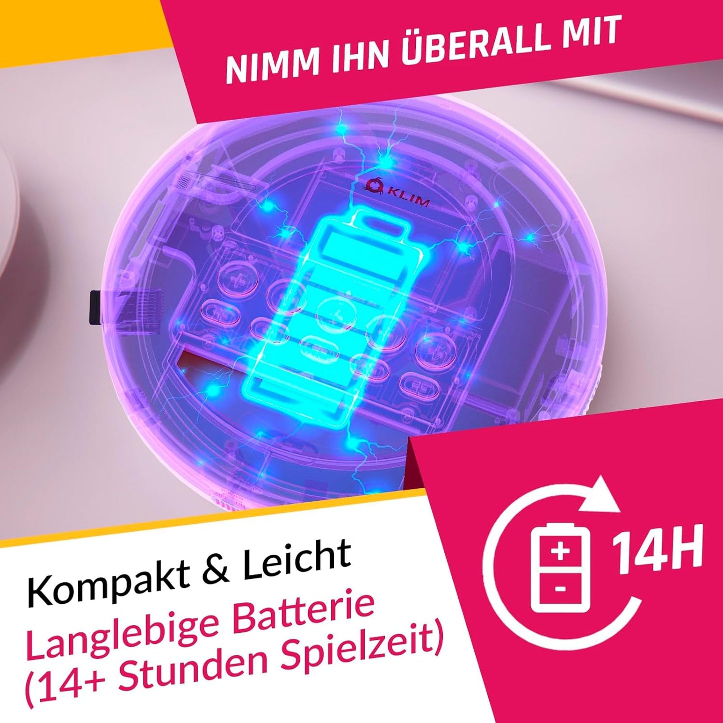 Tragbarer CD-Player mit Kopfhörern, Rosa