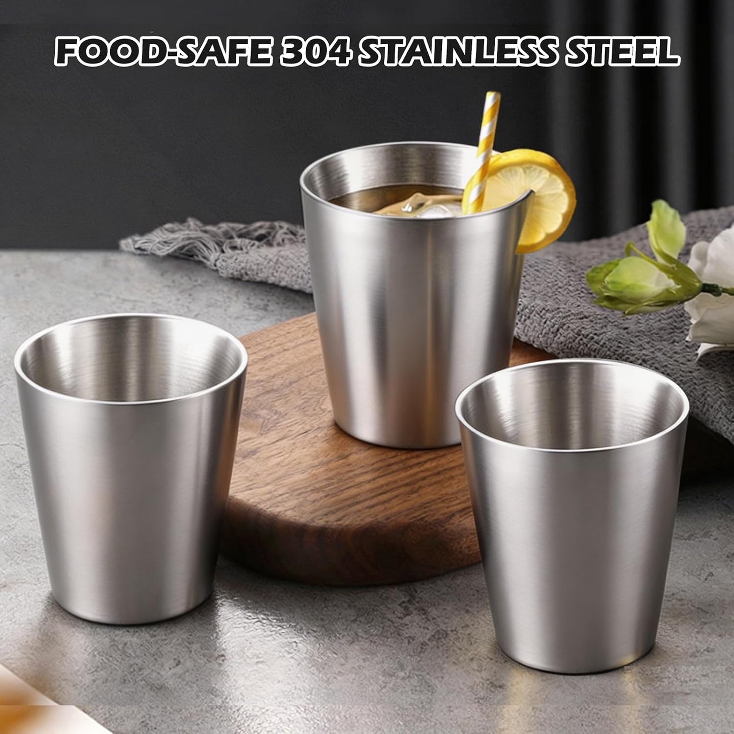 Edelstahlbecher-Set, 15 Stück