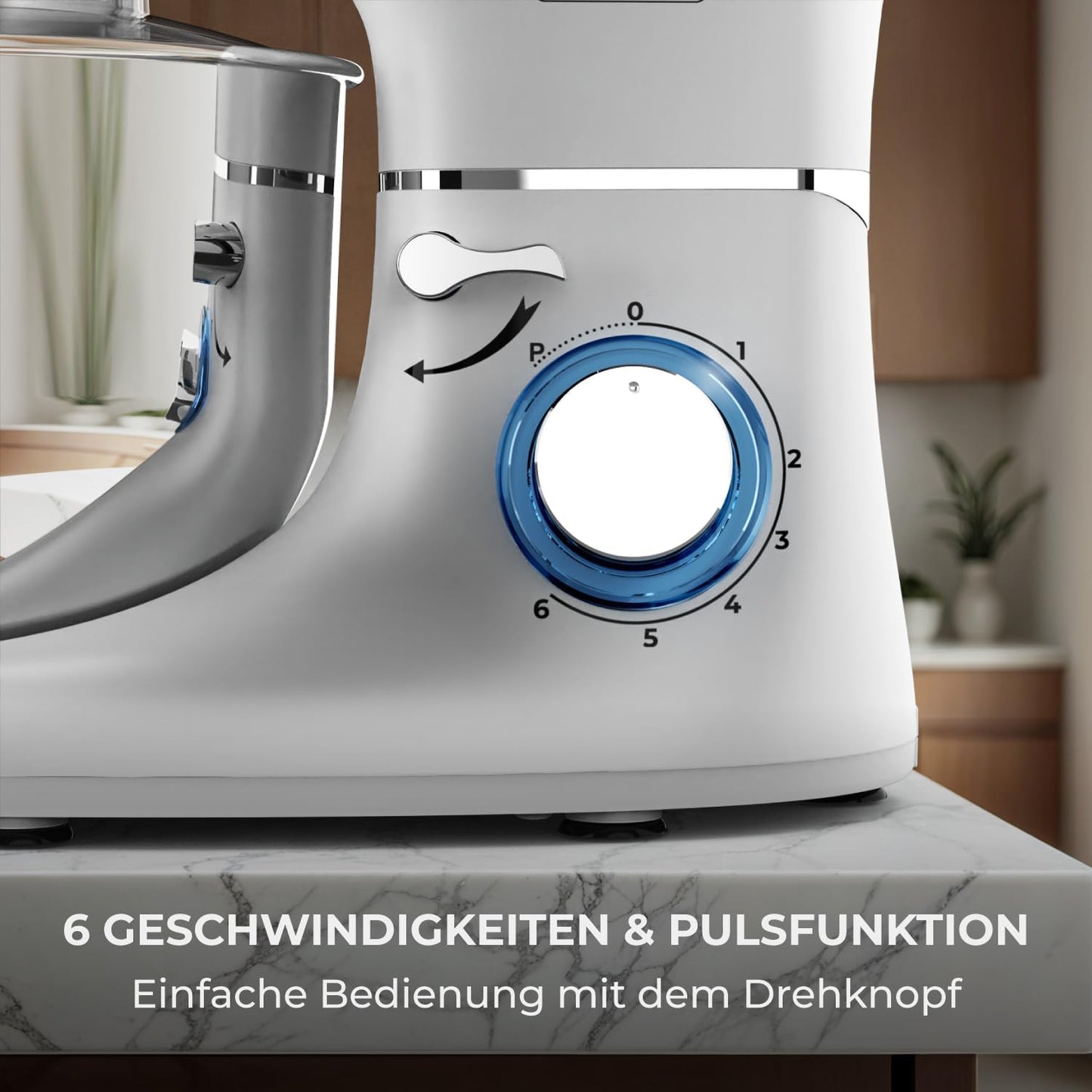 Küchenmaschine mit Zubehör, Silber