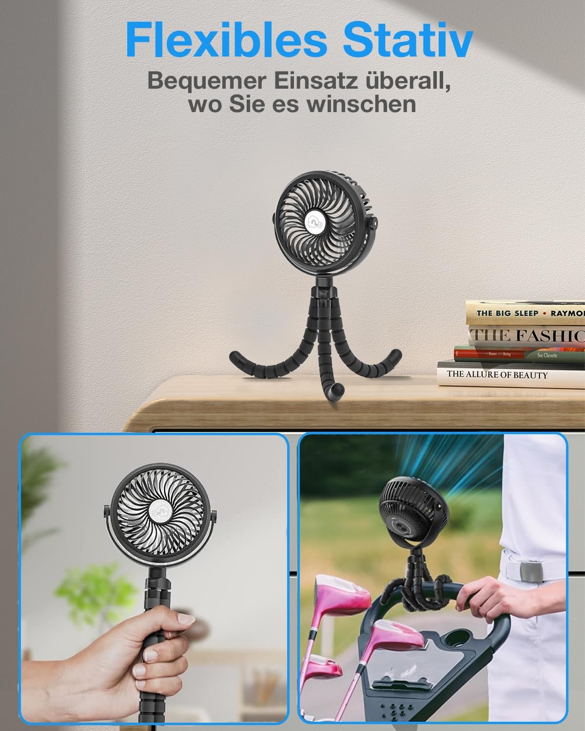 Tragbarer Ventilator mit flexiblem Stativ