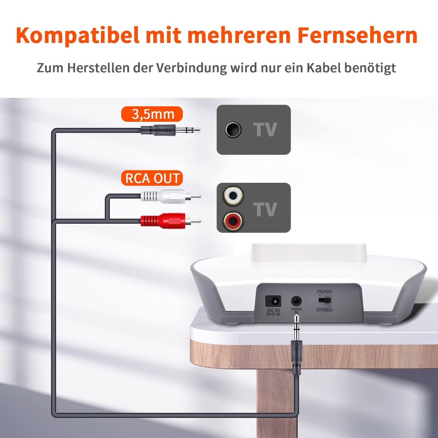 Funkkopfhörer APH100 für Fernseher, drahtlos mit 2 Akkus