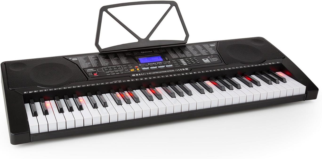 Keyboard mit Lern- und Aufnahmefunktionen, 255 Rhythmen mit USB Schwarz