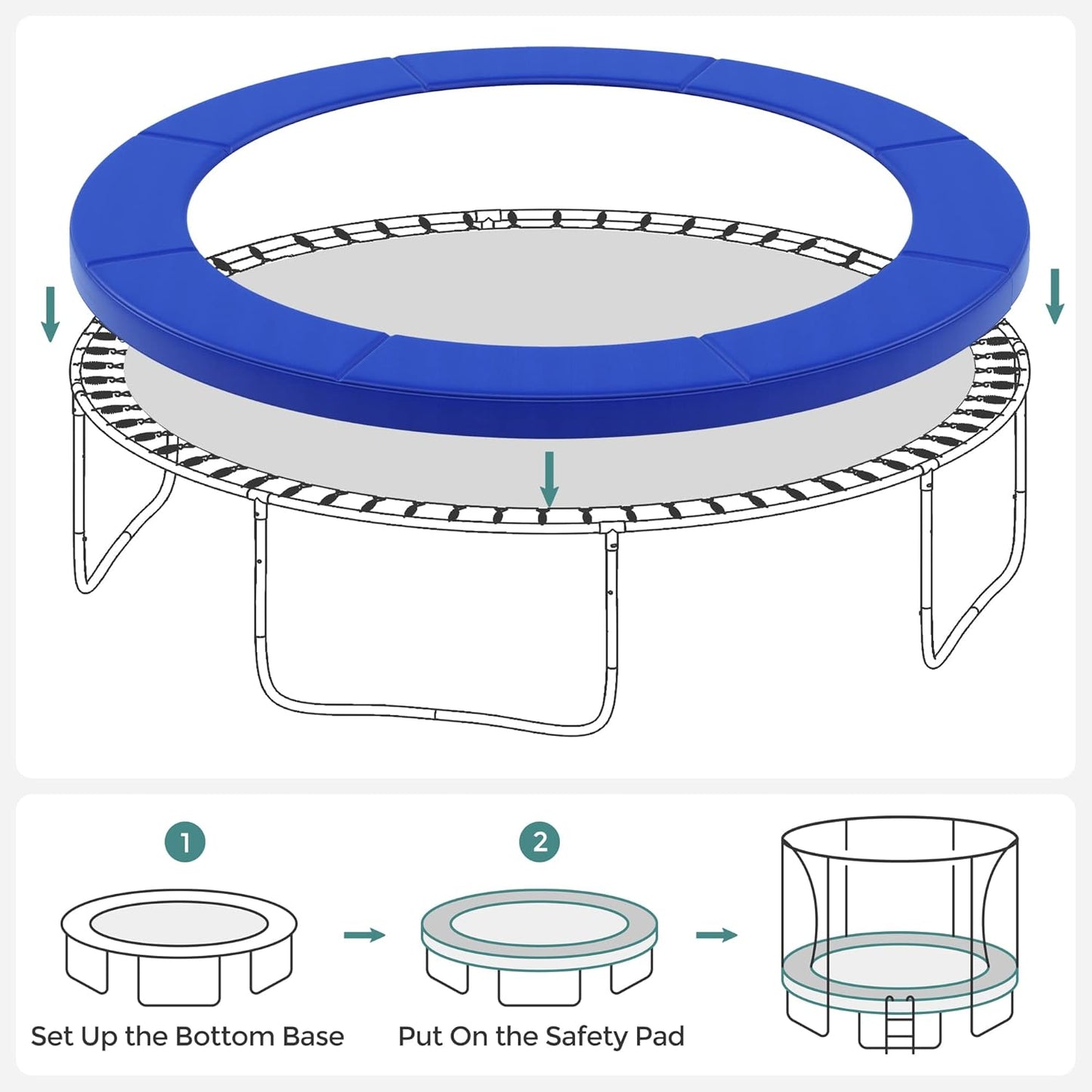 Trampolin-Randabdeckung, 305 cm, 305 cm Blau