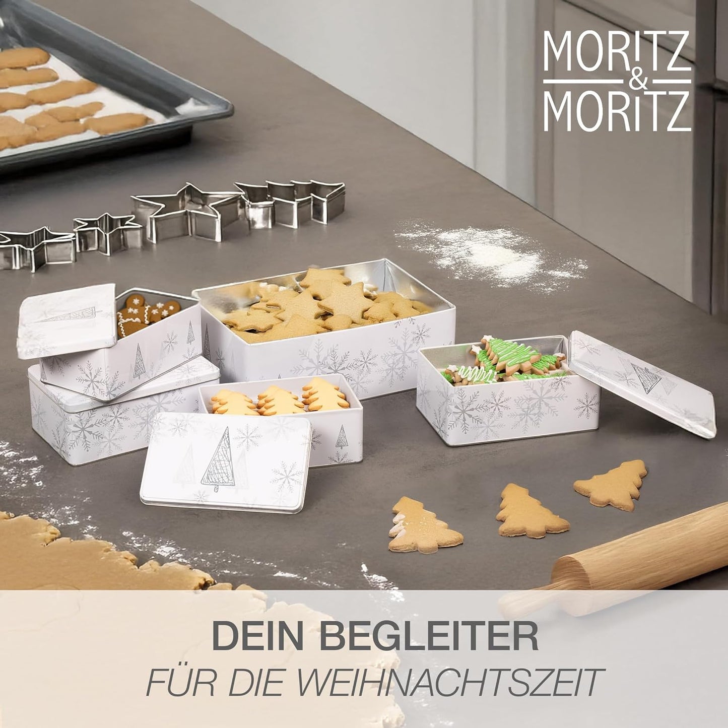 Weihnachtliches Keksdosen-Set, 5-teilig
