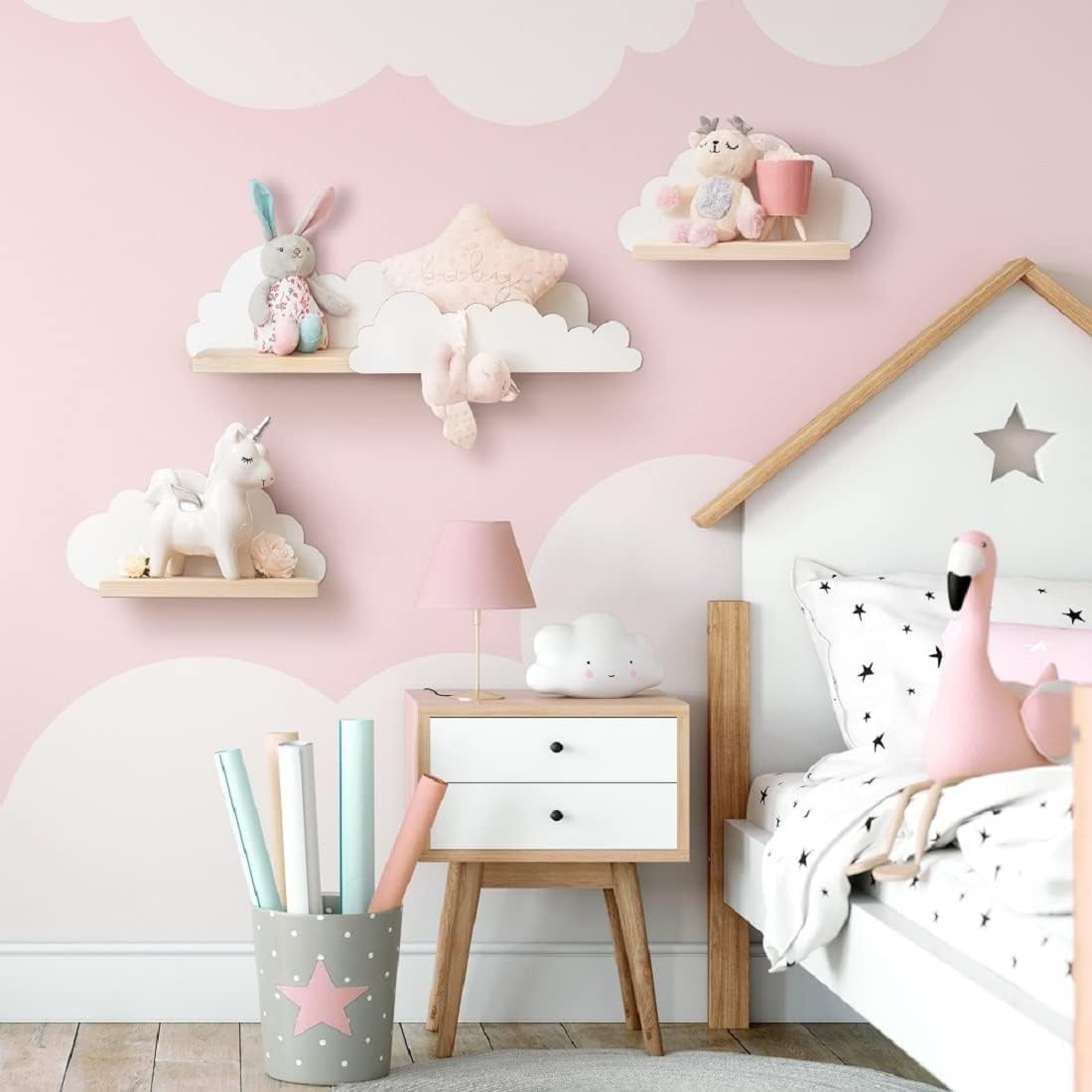 Wolkenförmige Wandregale für Kinderzimmer (3er Set)