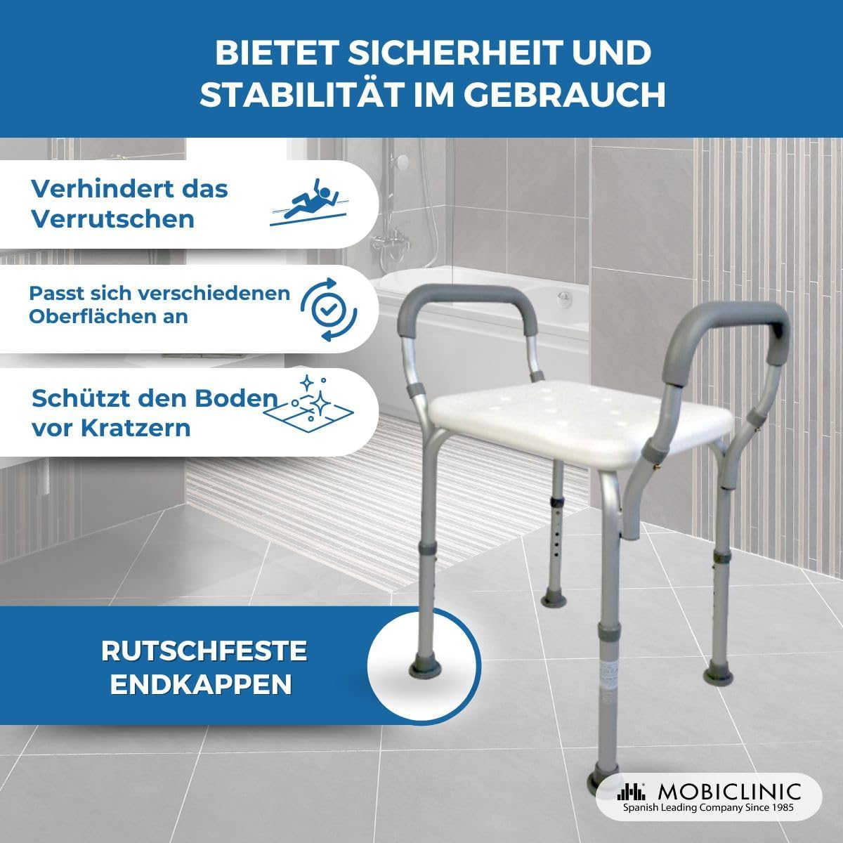 Duschhocker höhenverstellbar mit Armlehnen