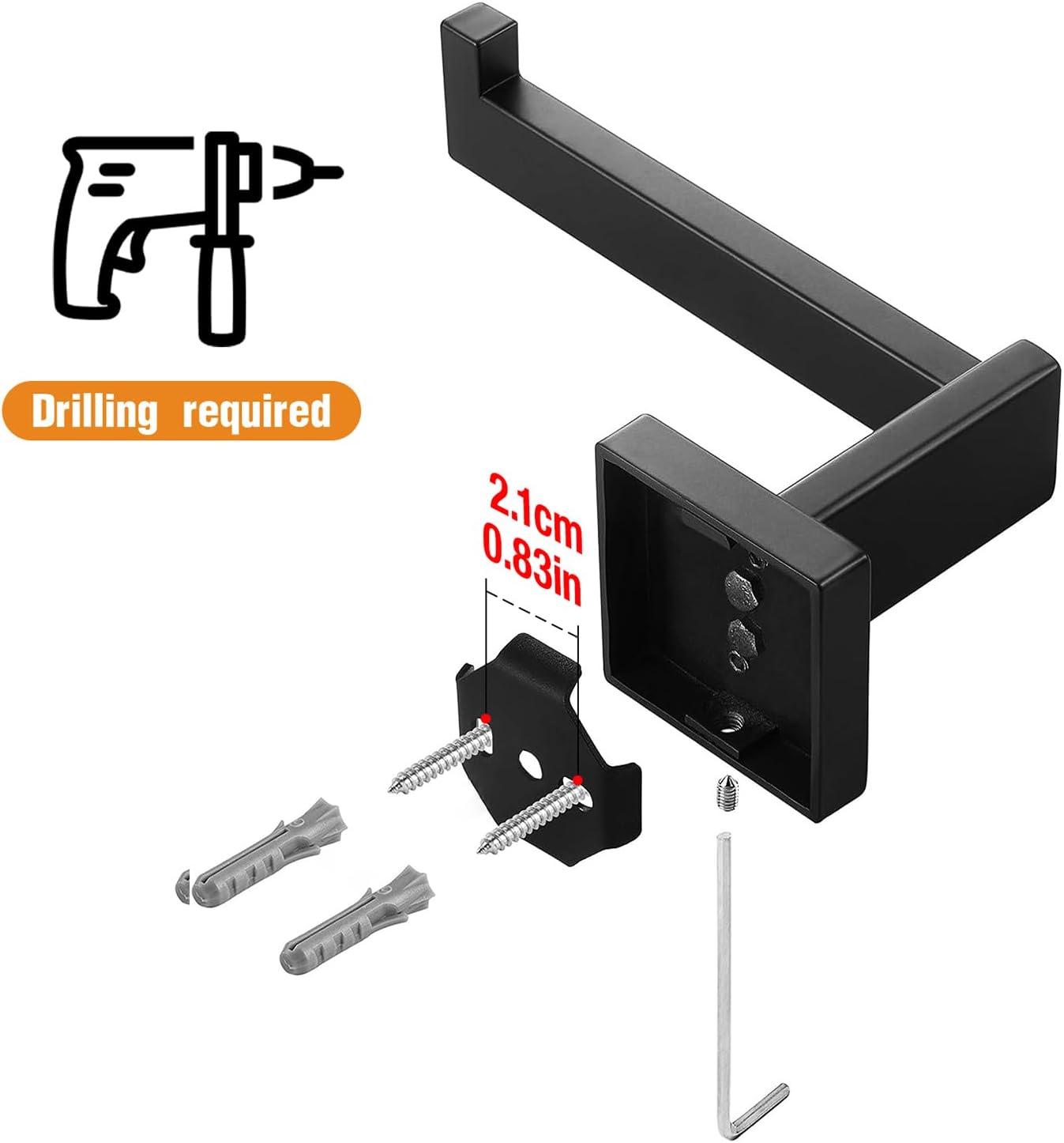 2er Set Toilettenpapierhalter, 2 Schwarz-bohren Erforderlich