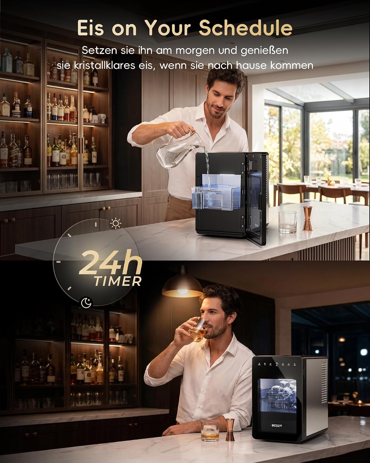 Eiswürfelmaschine mit CrystalFlux Technologie, Mattschwarz