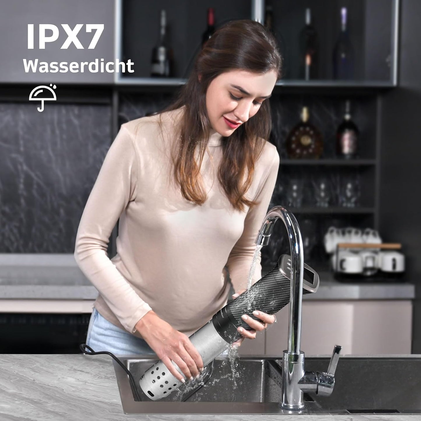 Sous Vide Stick mit App-Steuerung und IPX7 Schutz, Carbon Fiber Schwarz