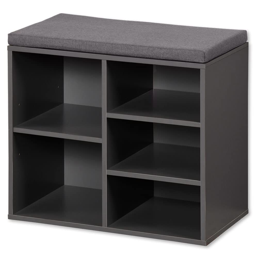 Schuhschrank mit Sitzkissen, Grau 51,5 x 29,5 x 48 cm