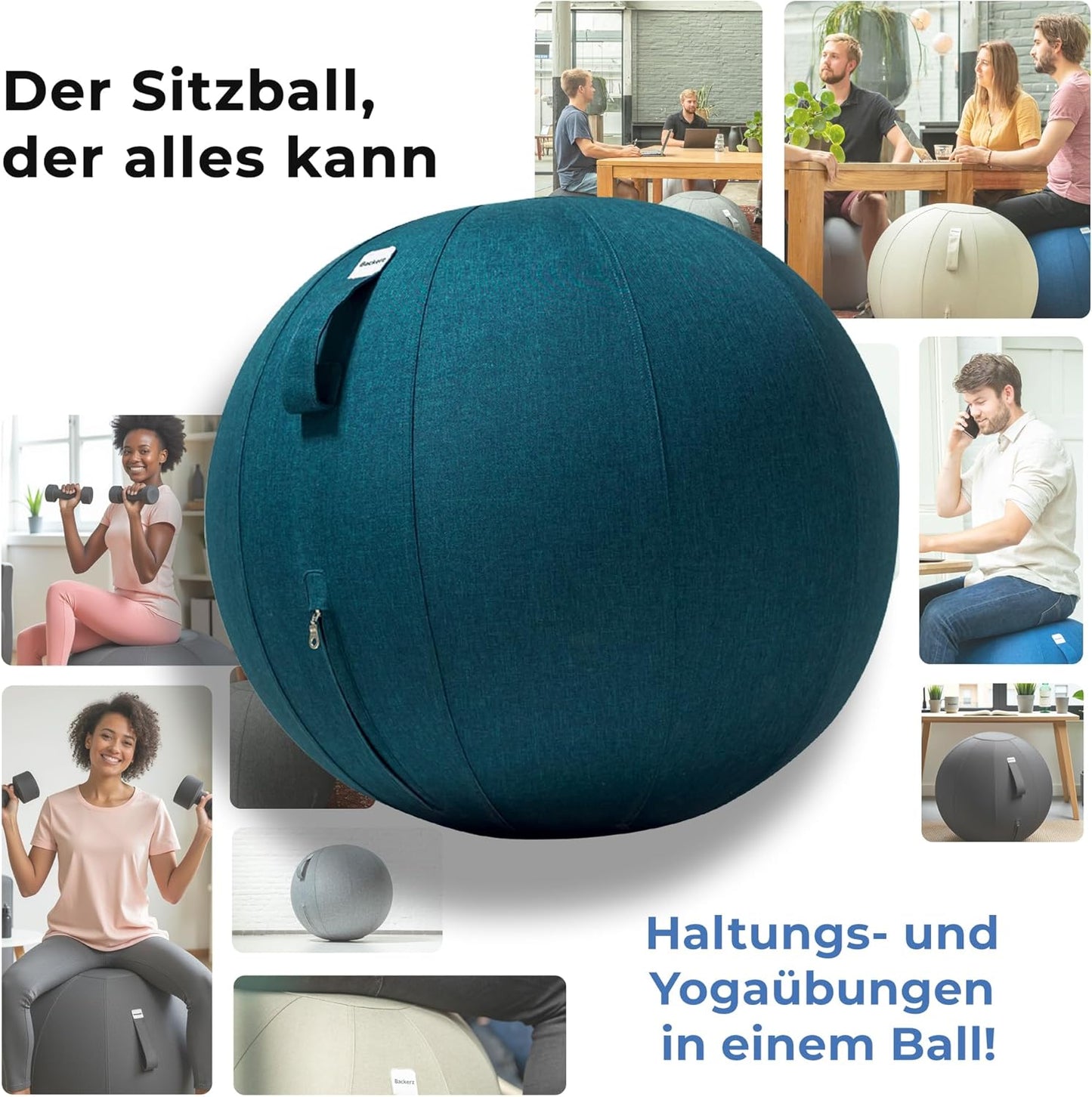 Ergonomischer Sitzball für Büro (65 cm), 65 cm Darkteal
