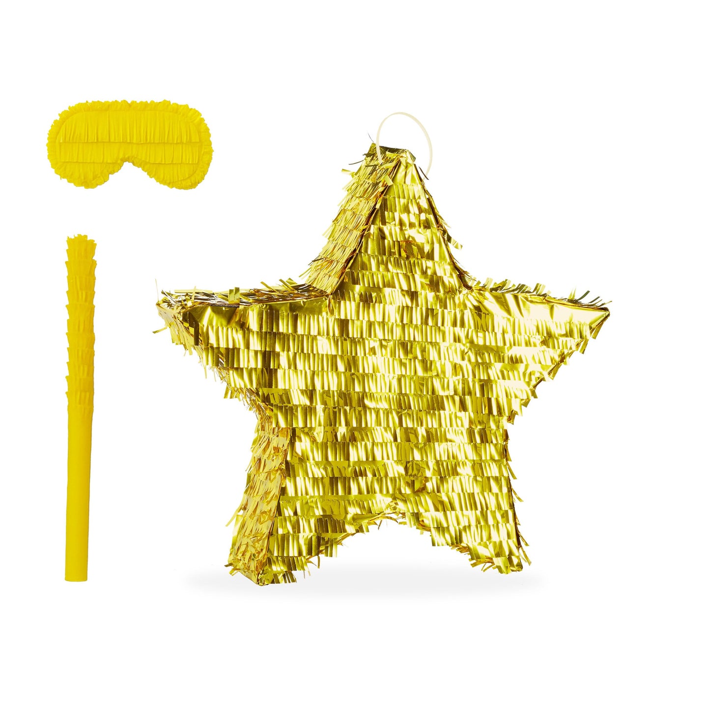 Pinata Stern mit Stab & Maske, Gold