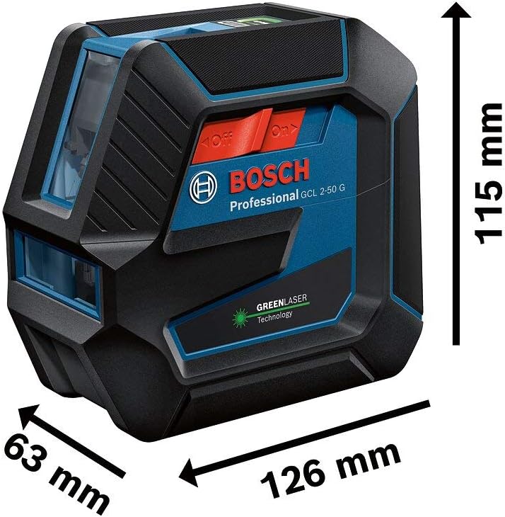 Kreuzlinienlaser GCL 2-50 G, GCL 2-50 G + Handwerkerkoffer + Klemme