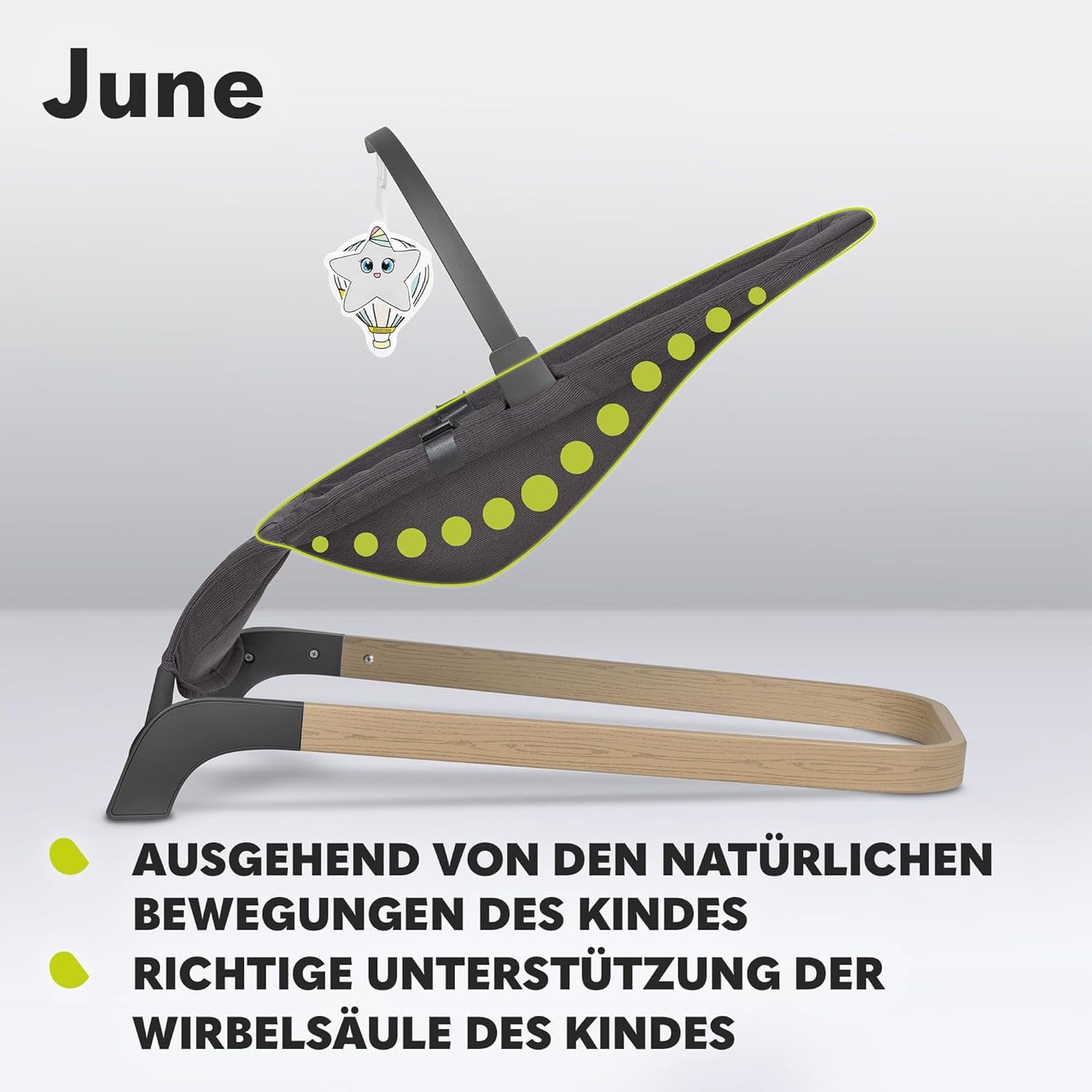 Babywippe - June, Grau Stein 1 Stück (1er Pack)