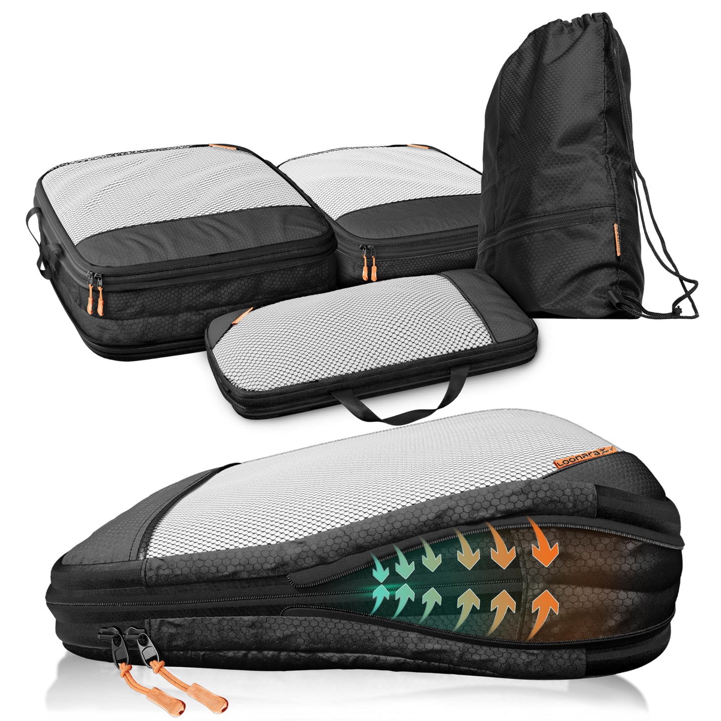 4-teiliges Packwürfel-Set, Midnight Escape - Schwarz 4-teilig