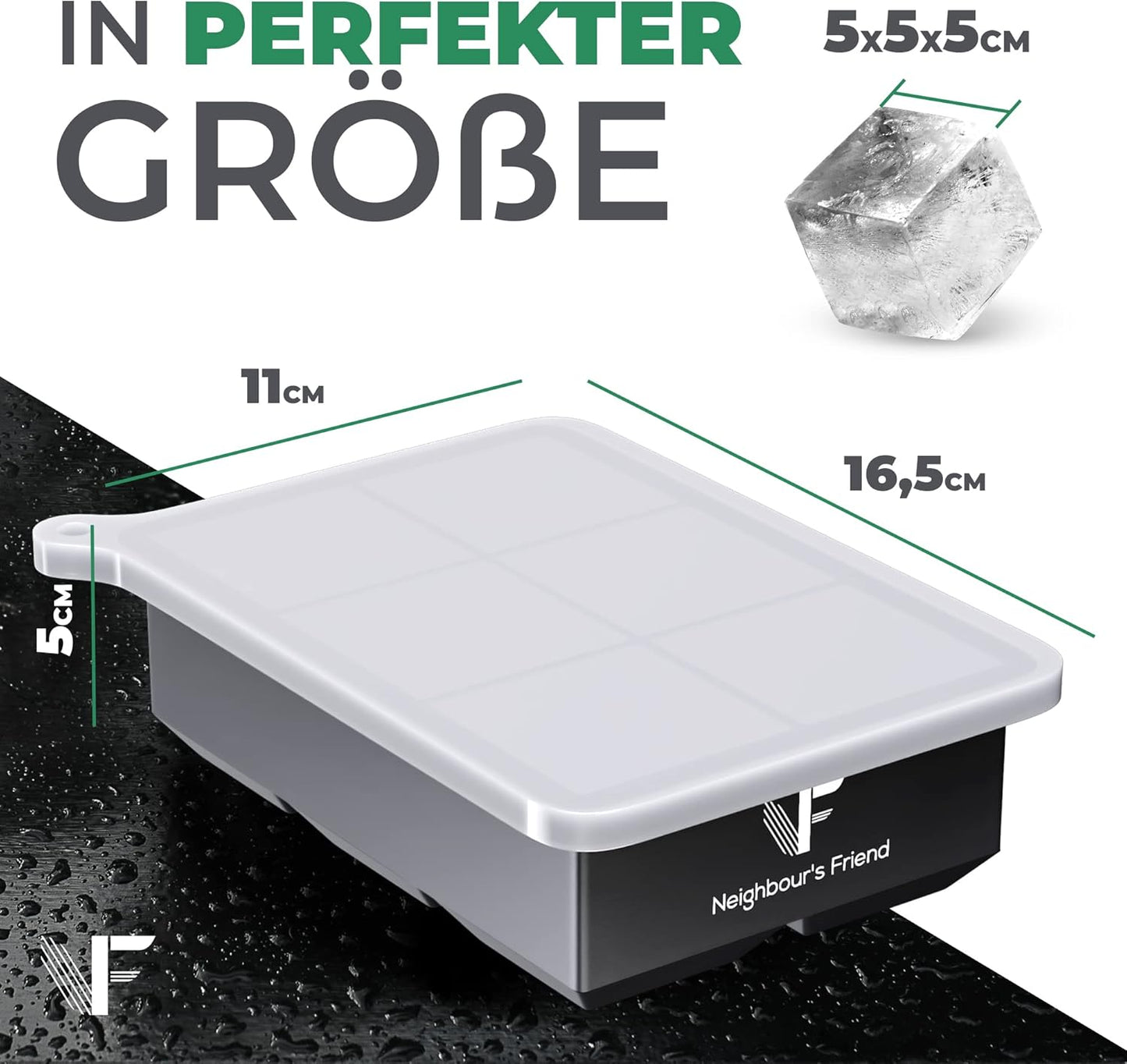 XXL Eiswürfelform-Set für Cocktails (4er Pack), 4x Eiswürfelform