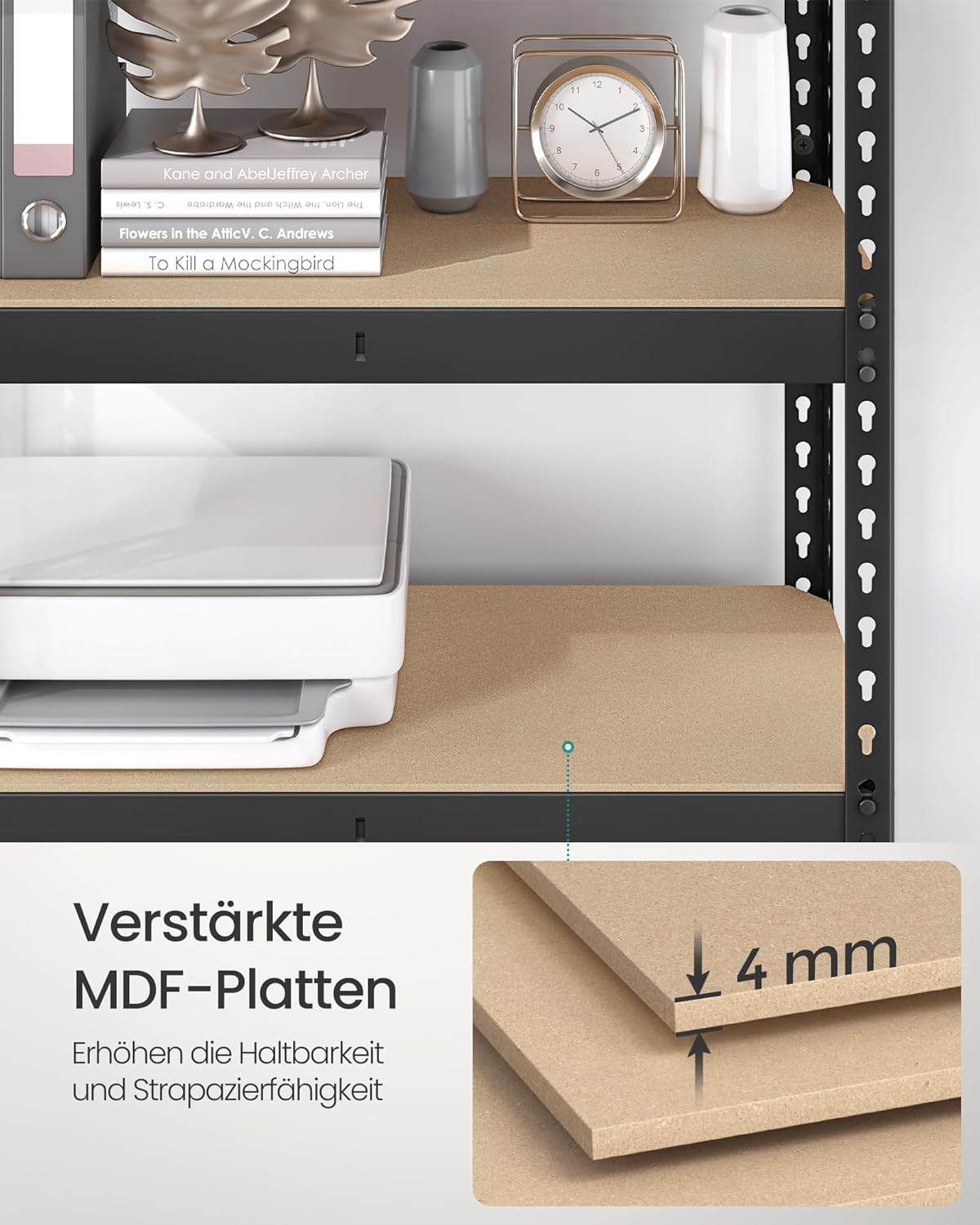 Schwerlastregal mit 5 Ablagen (875 kg Tragkraft), 30T x 75B x 150H cm Schwarz 1