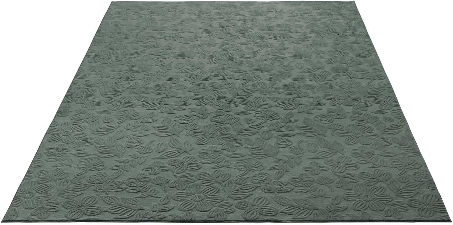 Rutschfeste Badematte, waschbar, Grün Floral 120 x 170 cm (Rechteckig)
