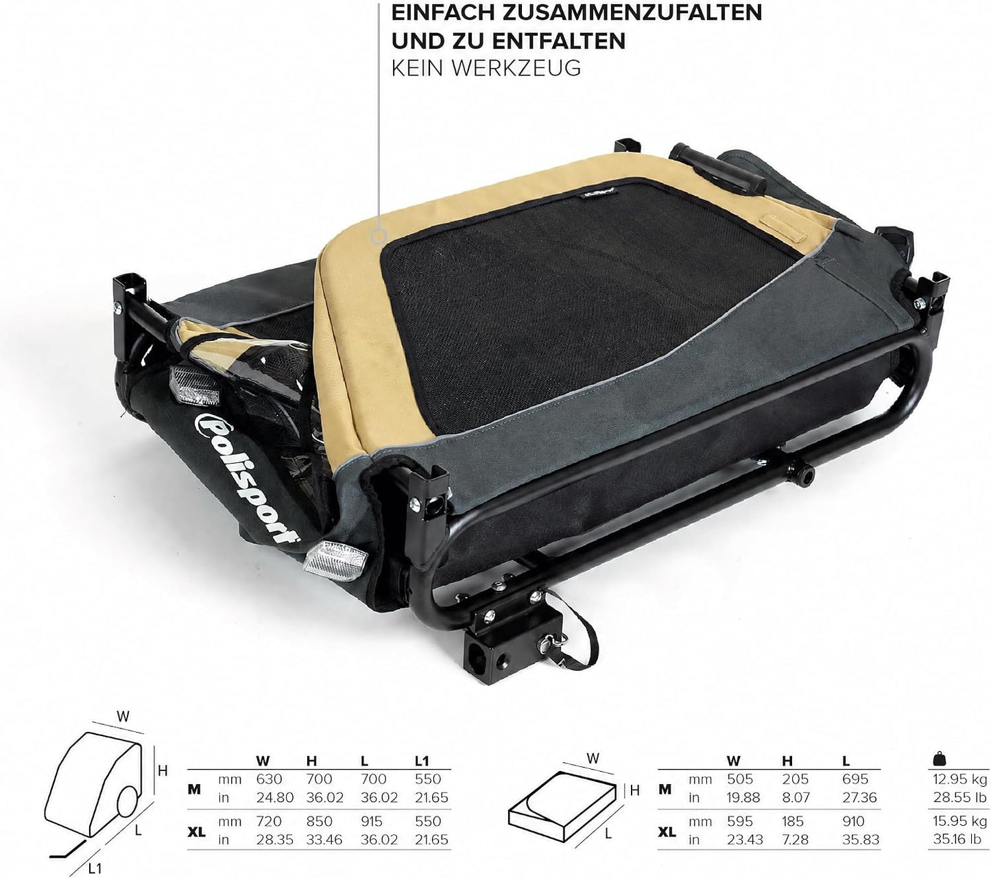 2-in-1 Hundeanhänger & Kinderwagen, M