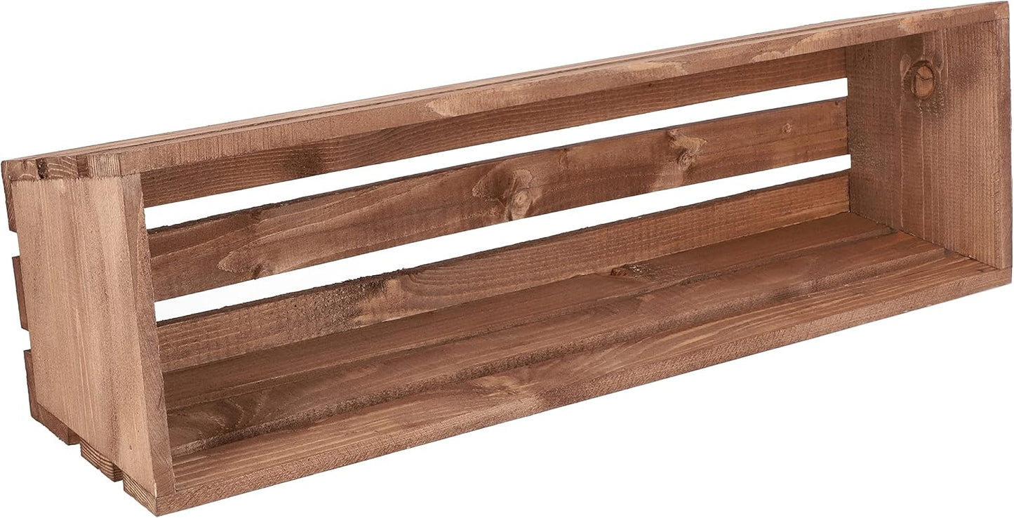 Holzblumenkasten mit Kunststoffeinsatz, Braun 60 x 18 x 15 cm