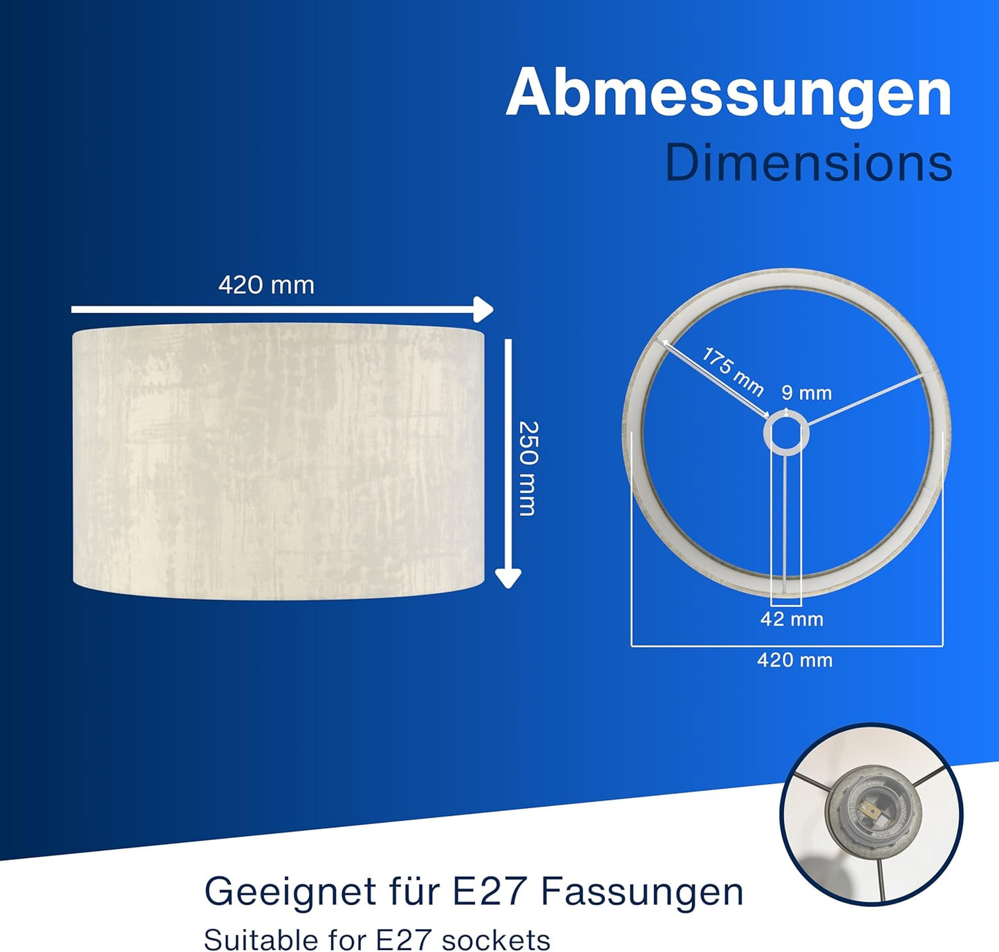 Lampenschirm im Vintage Look, Ø 42cm Arktisweiss