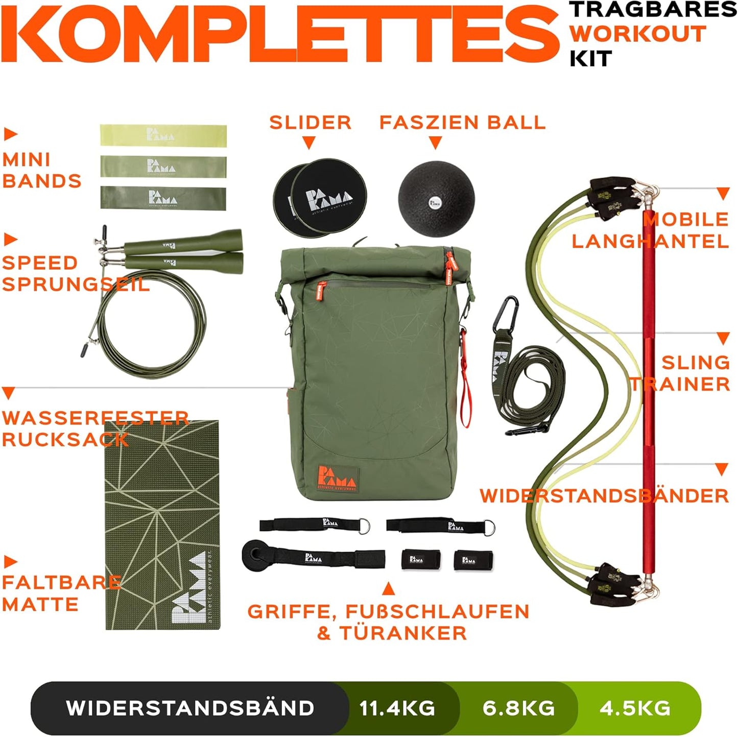 Sports Bag 2.0 Fitnessstudio-Rucksack-Set (10-teilig), Gotham Green 45 Zentimeter