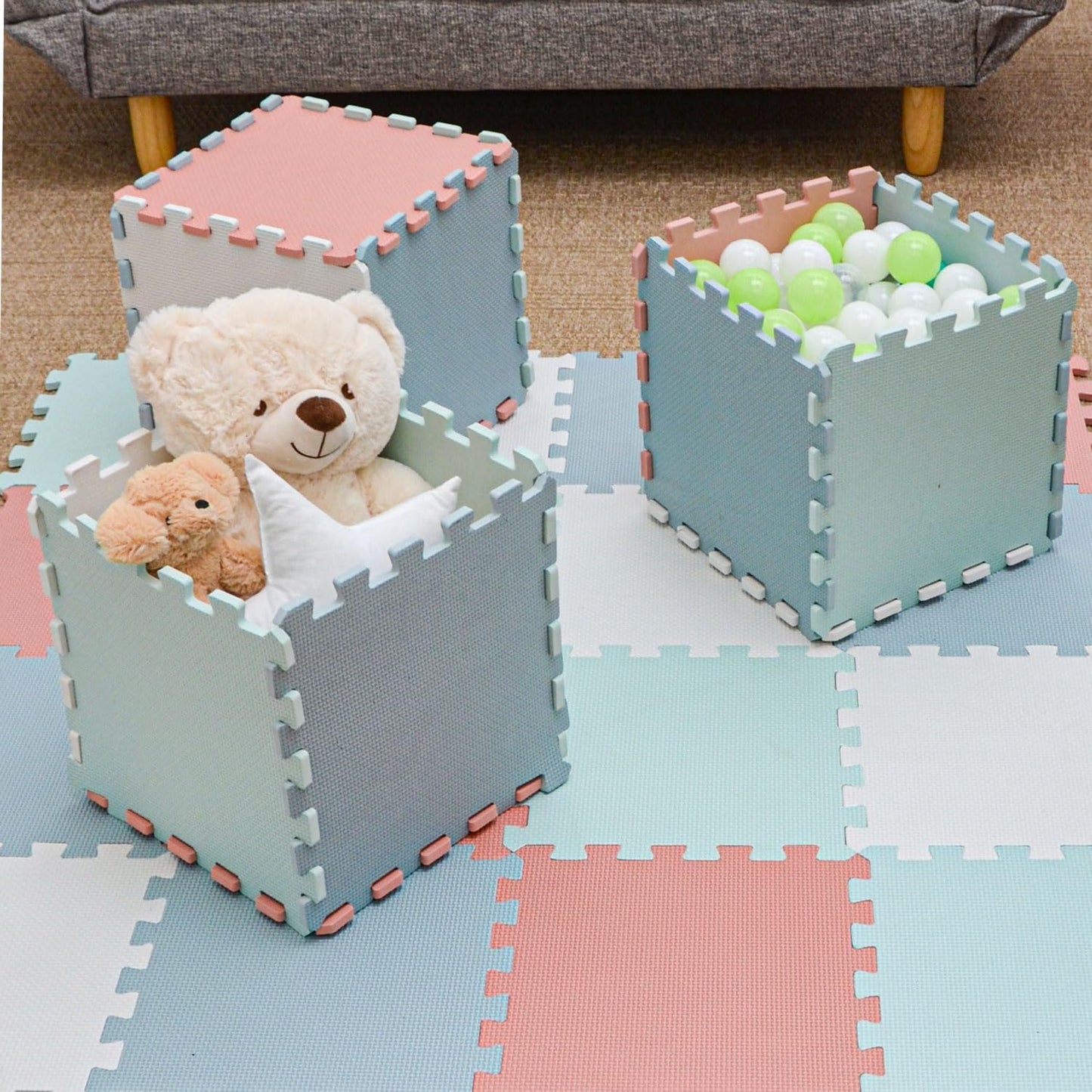 9-teiliges Puzzlematten Set, Weiss