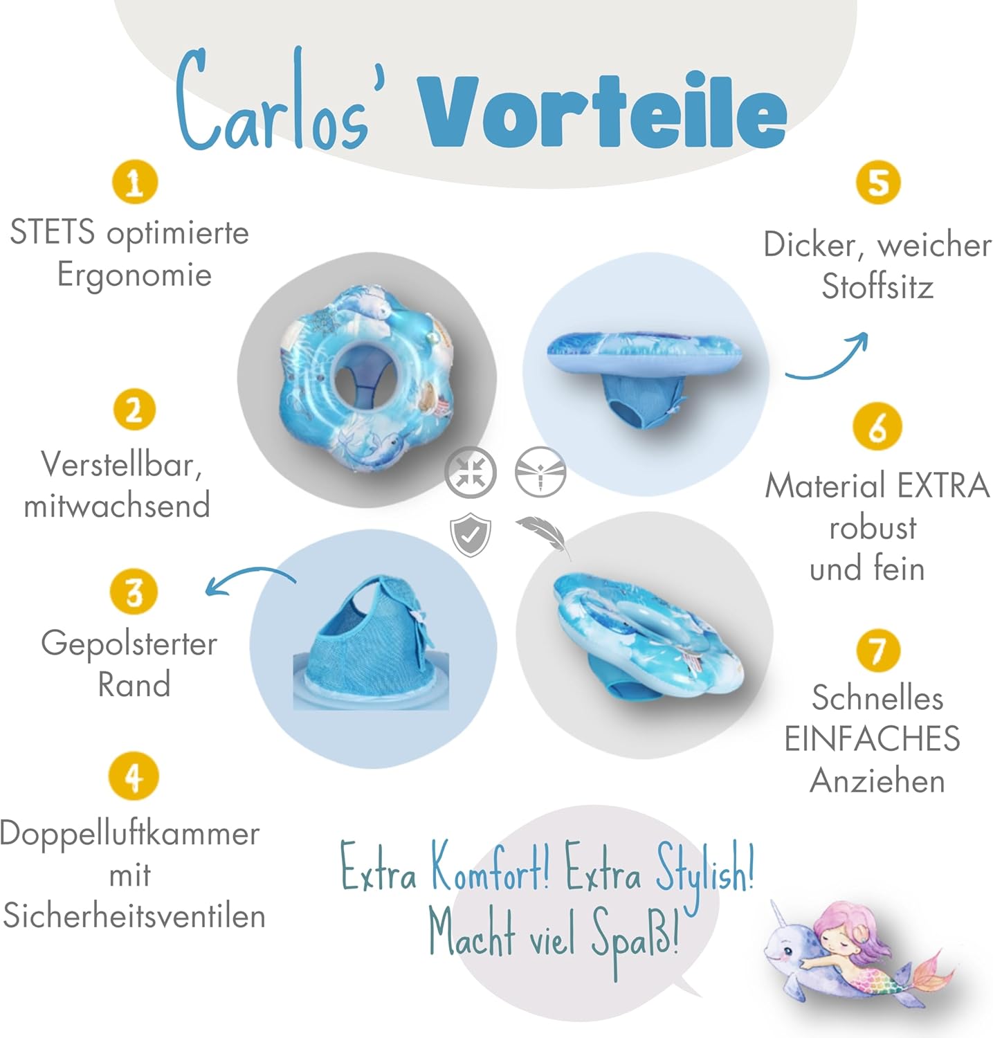 Baby-Schwimmring ab 6 Monate bis 3 Jahre, Narwal