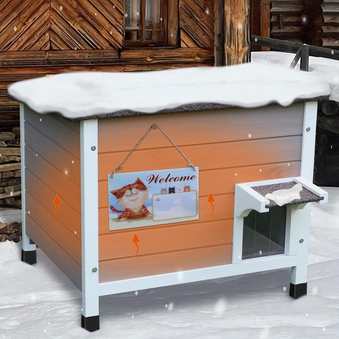 Isoliertes Outdoor-Katzenhaus mit Matte, wetterfest, Häuser mit Matte