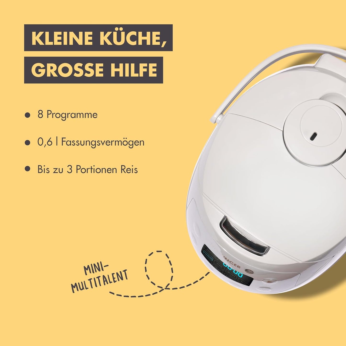 Digitaler Reiskocher mit Starterset (11-teilig), Starterset grau