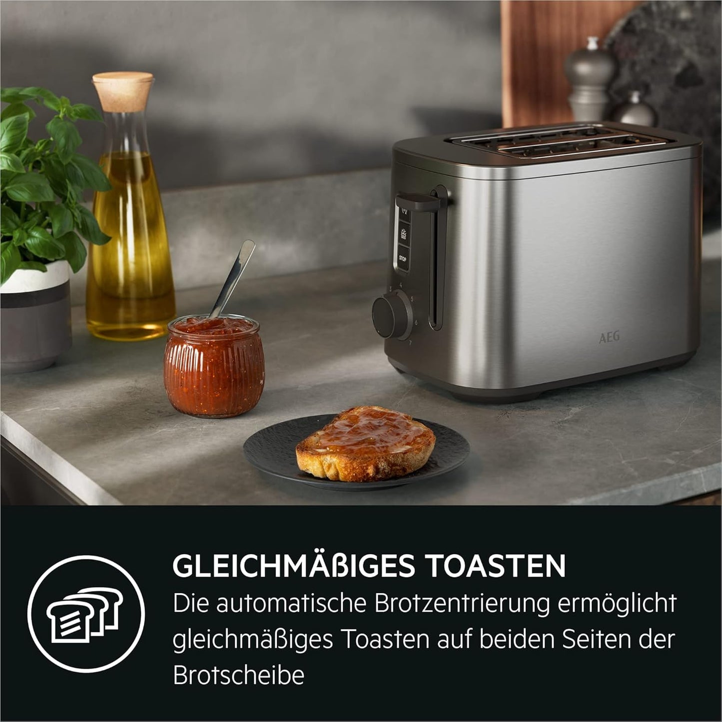 Toaster mit 7 Einstellungen und Countdown-Timer